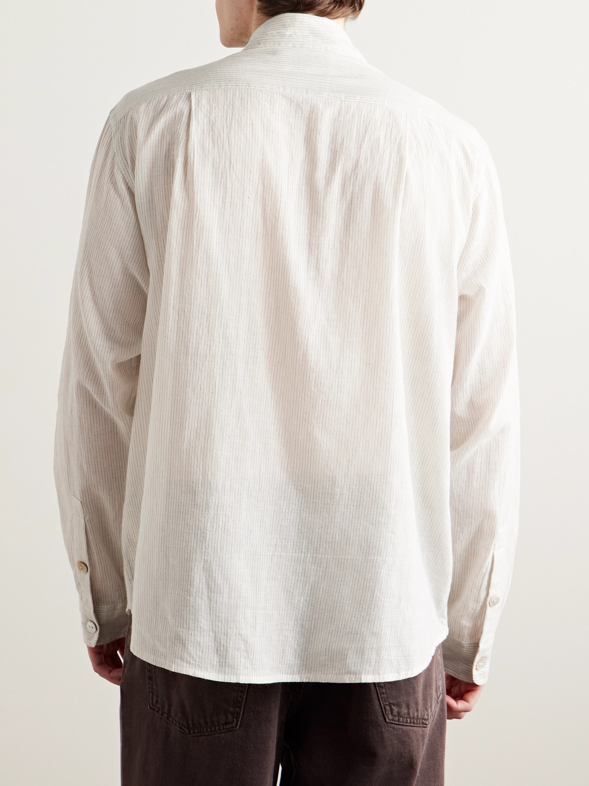 Shop Kartik Research Embellished Striped Cotton-voile Shirt In Neutrals