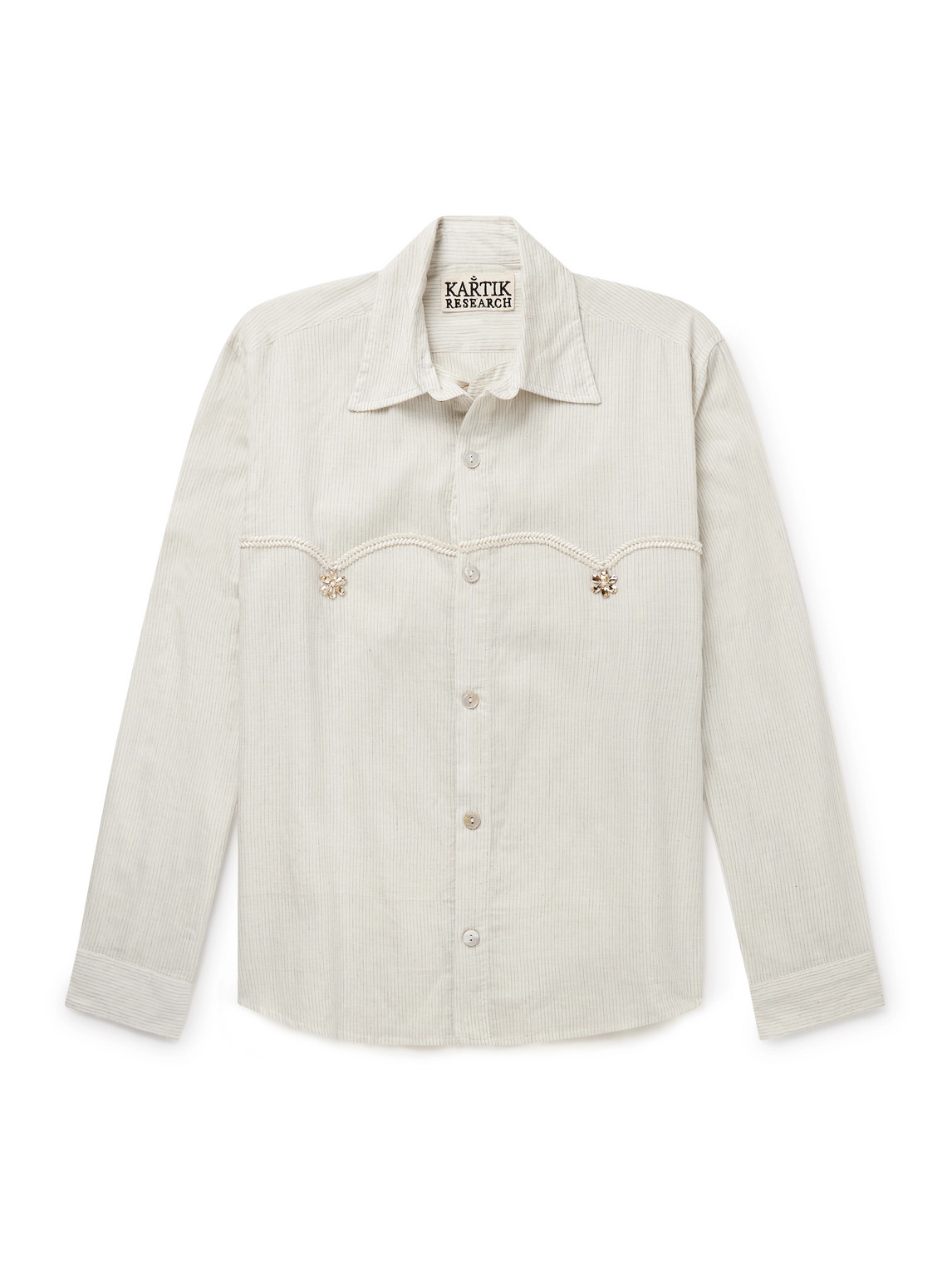 Embellished Striped Cotton-Voile Shirt