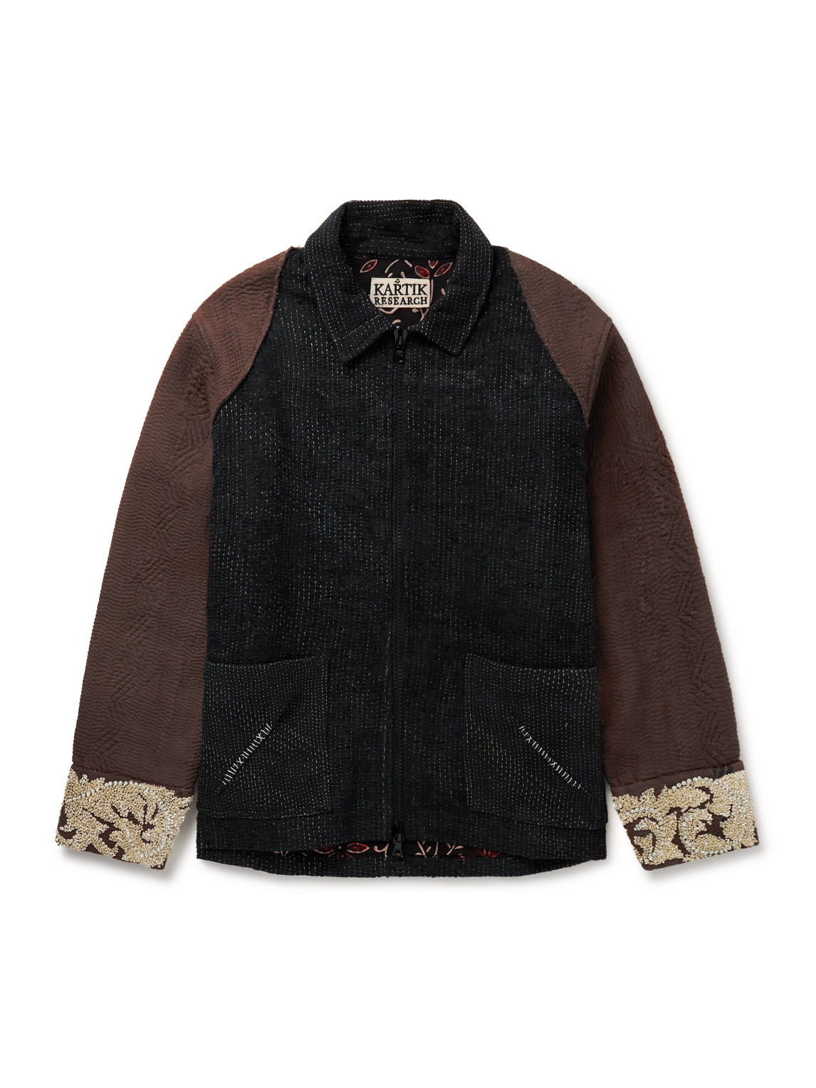 Kartik Research Zardozi Embellished Embroidered Cotton Jacket In Brown