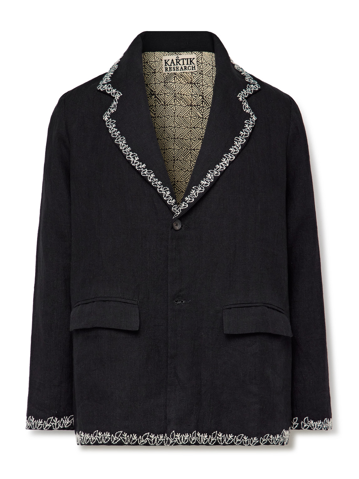 KARTIK RESEARCH UNSTRUCTURED EMBROIDERED LINEN BLAZER