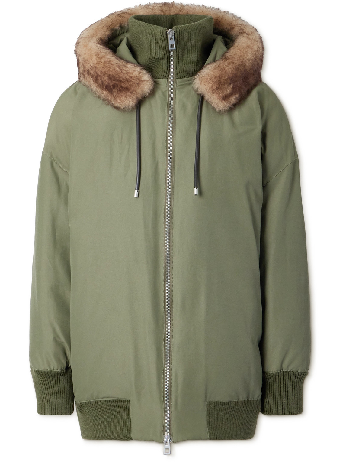 Loewe Shearling-trimmed Cotton-blend Jacket In Green