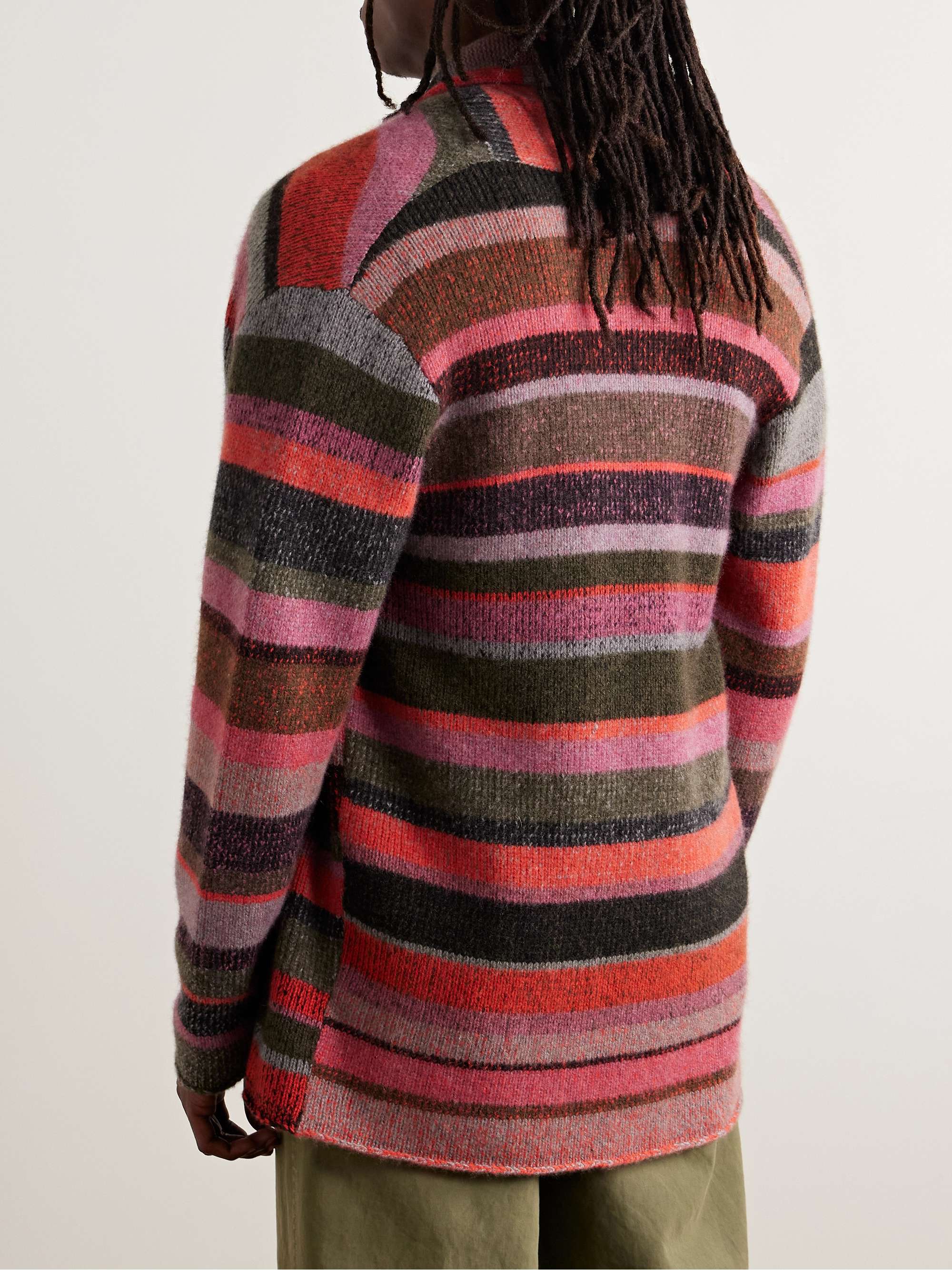 THE ELDER STATESMAN Cardigan in cashmere a righe con collo a scialle