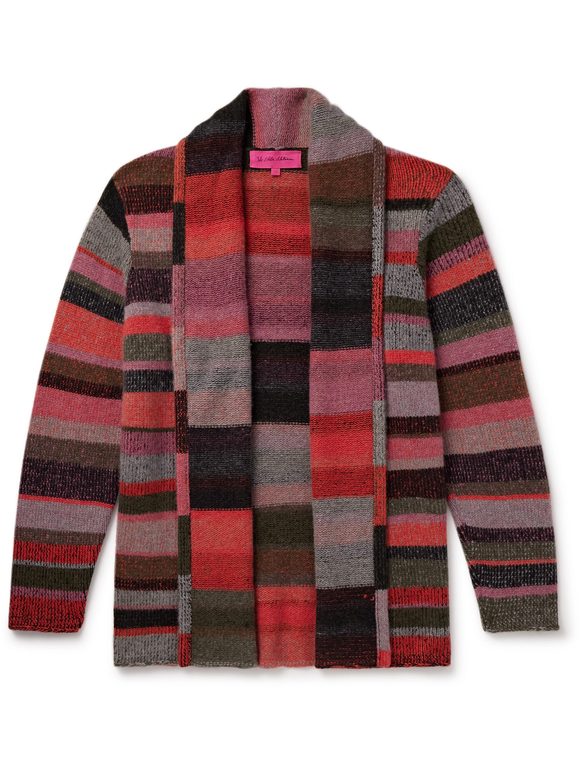 The Elder Statesman Shawl-collar Striped Cashmere Cardigan In Pink