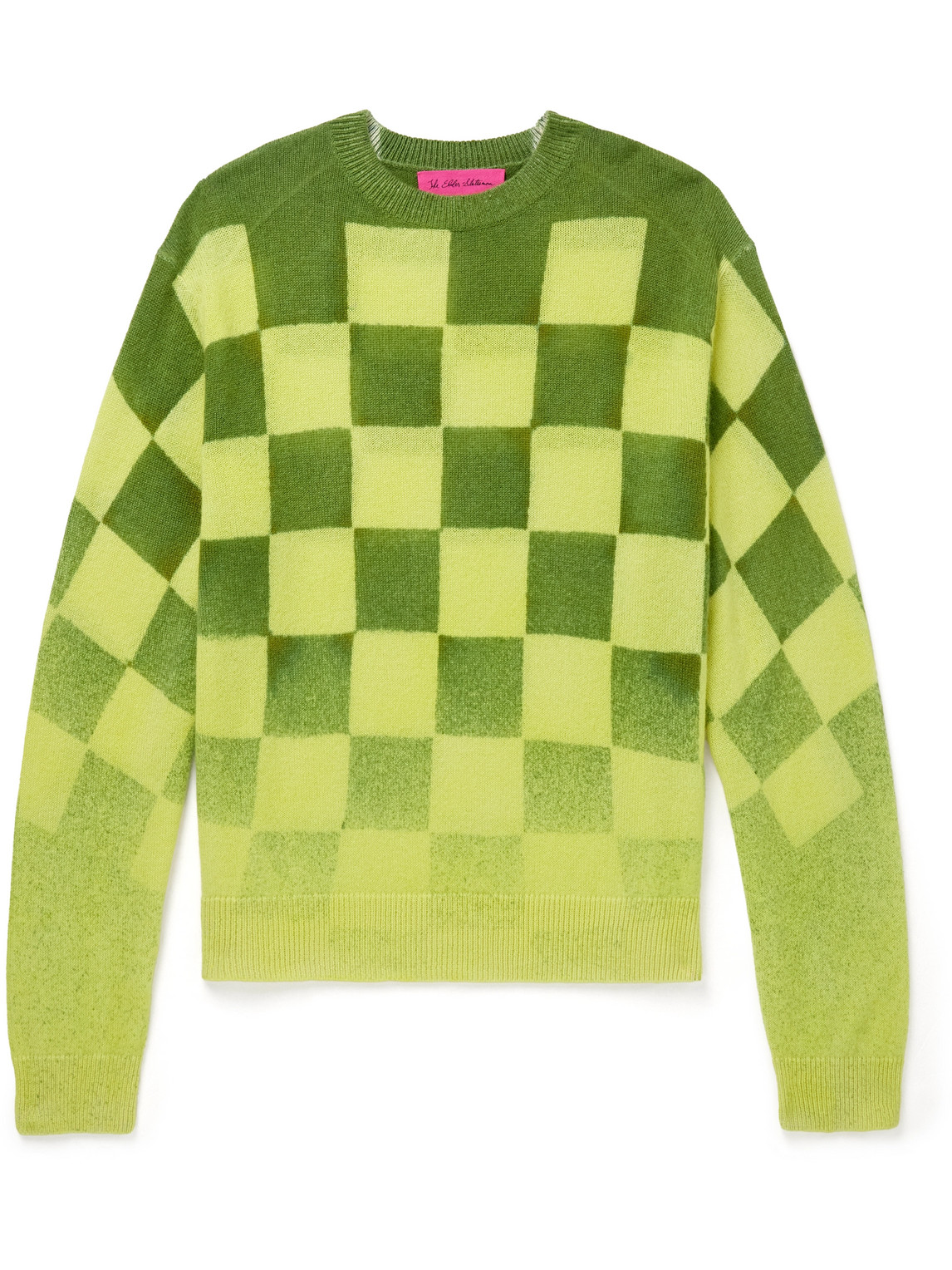 The Elder Statesman Tranquility Checked Cashmere Sweater In Green