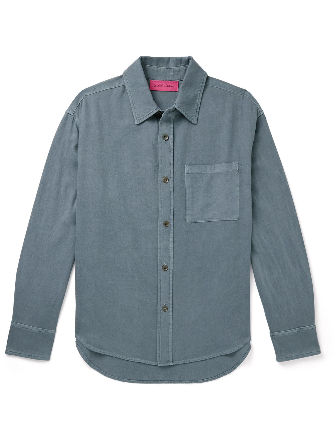 The Elder Statesman Early Dawn Stonewashed Cotton And Silk-blend Twill Overshirt In Blue