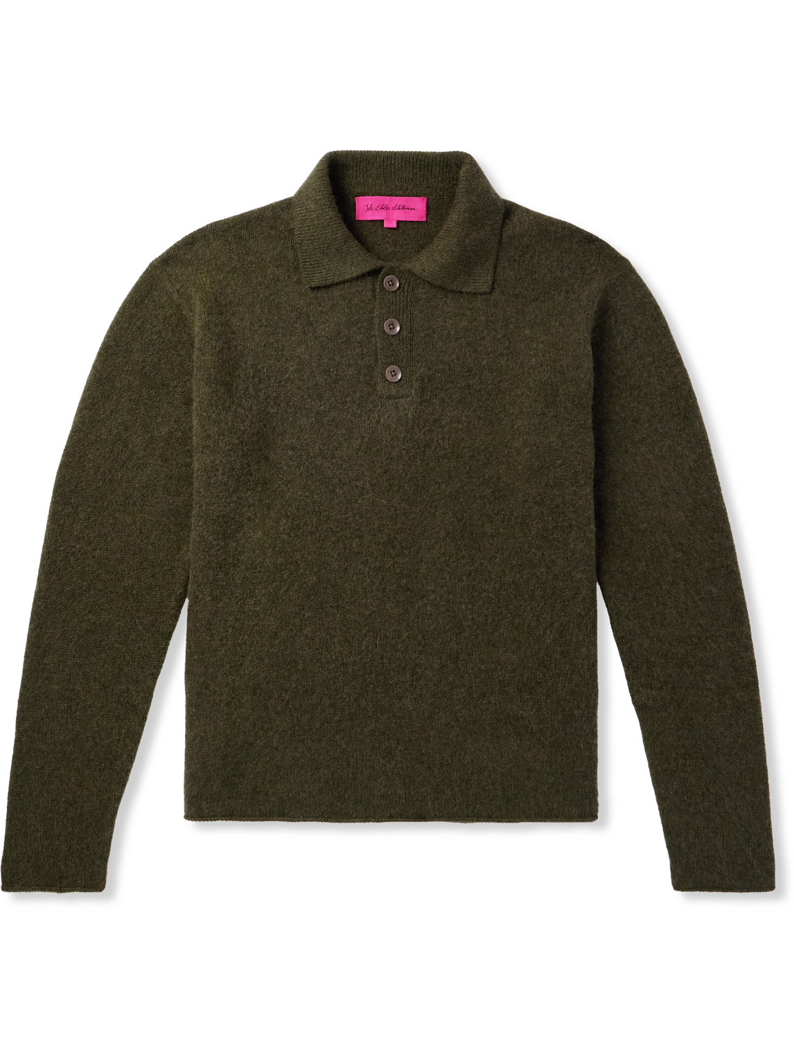 The Elder Statesman Brushed-cashmere Polo Shirt In Green