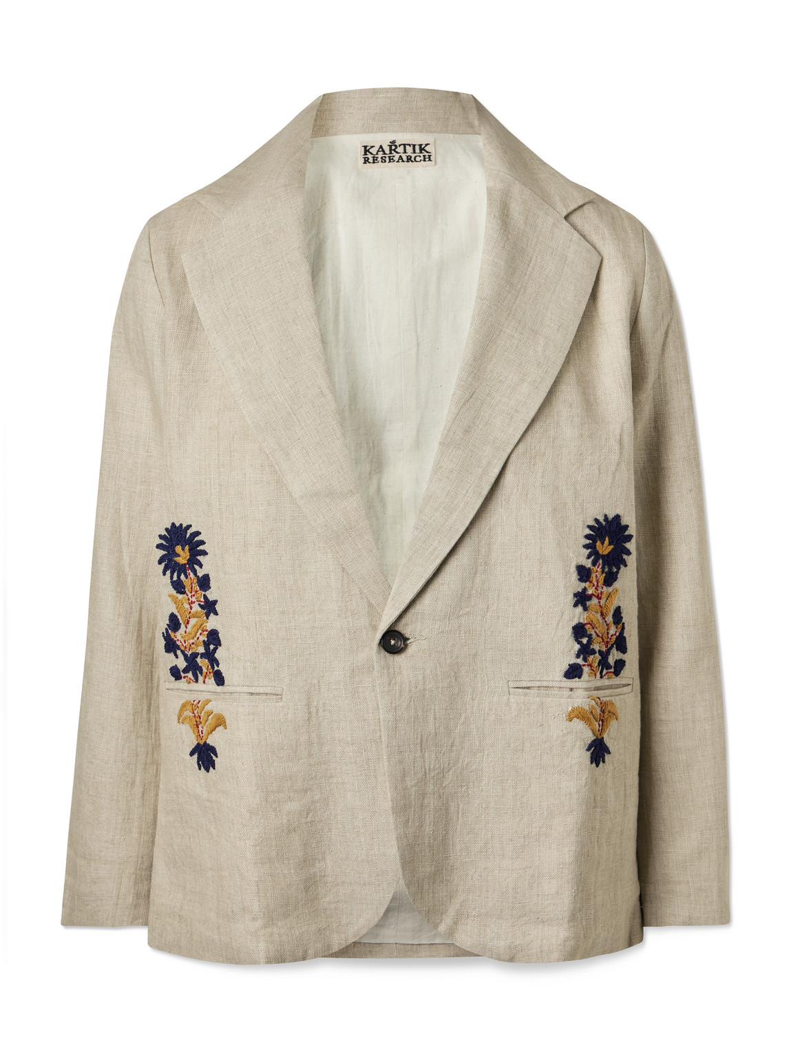 Kartik Research Embroidered Linen Jacket In Neutrals