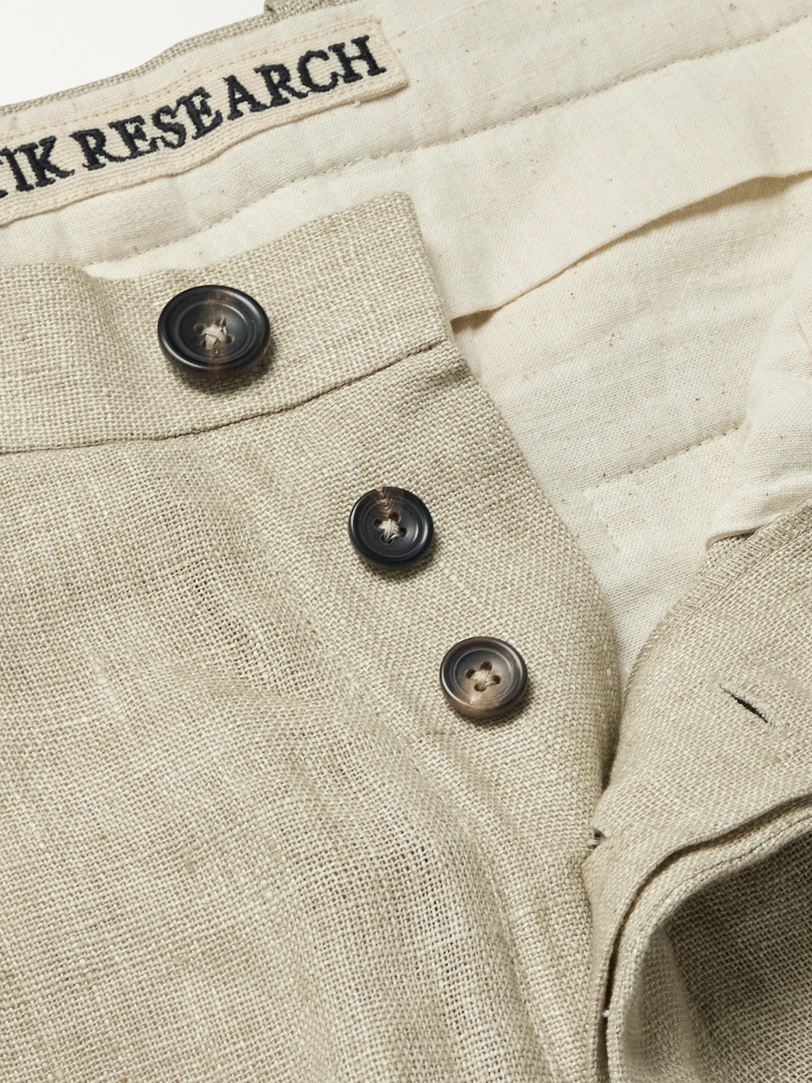 KARTIK RESEARCH STRAIGHT-LEG EMBROIDERED LINEN TROUSERS
