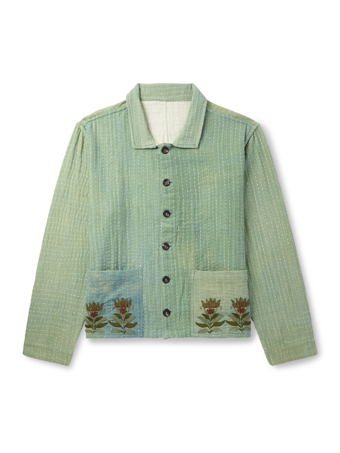Kartik Research Embroidered Kantha Cotton-gauze Chore Jacket