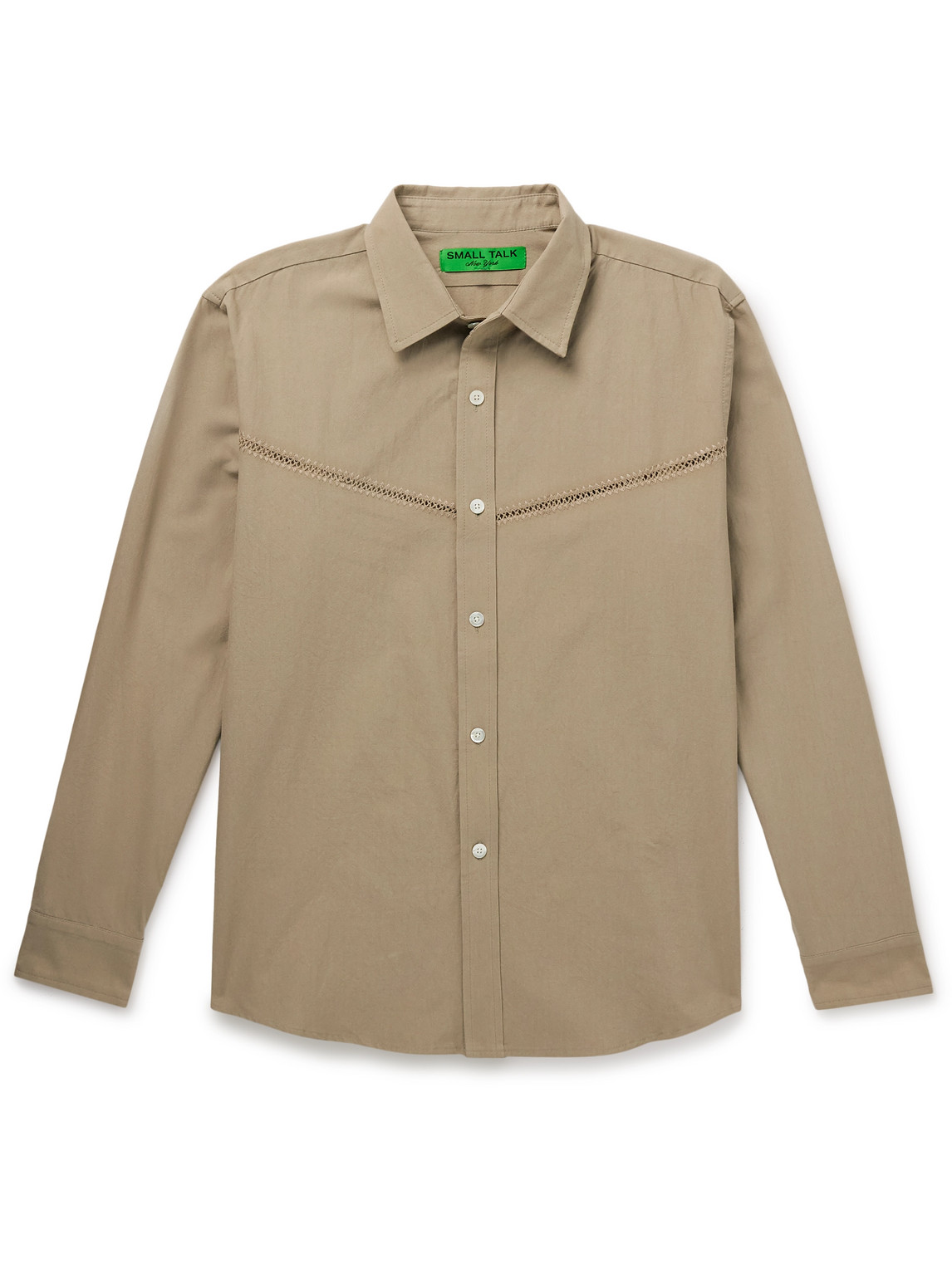 Crochet-Trimmed Cotton-Poplin Shirt