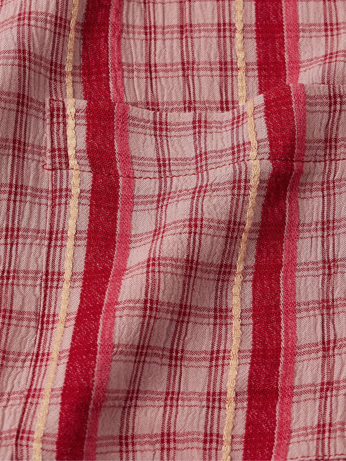  Small Talk - Striped Checked Voile Shirt - Men - Red - Xs 