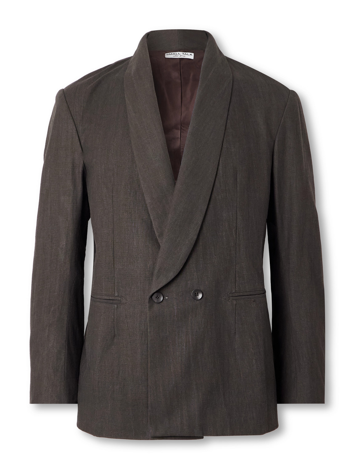 Shawl-Lapel Double-Breasted Cotton-Canvas Suit Jacket