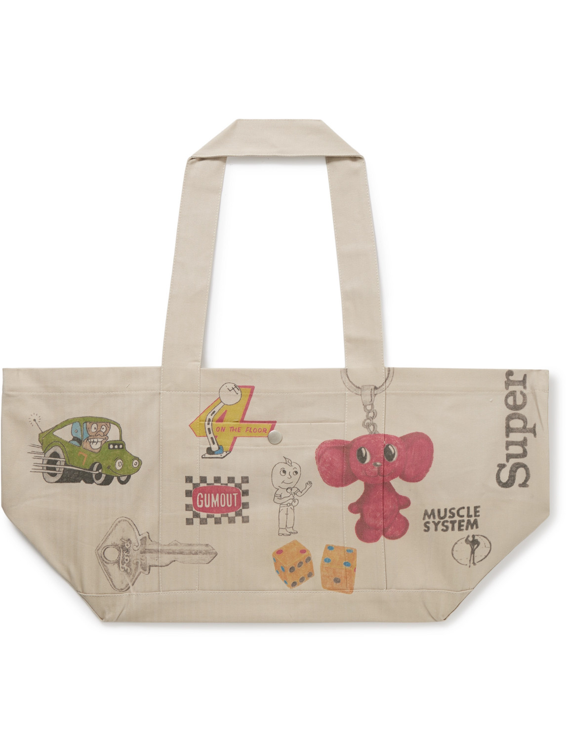 Utility Printed Herringbone Canvas Shoulder Bag