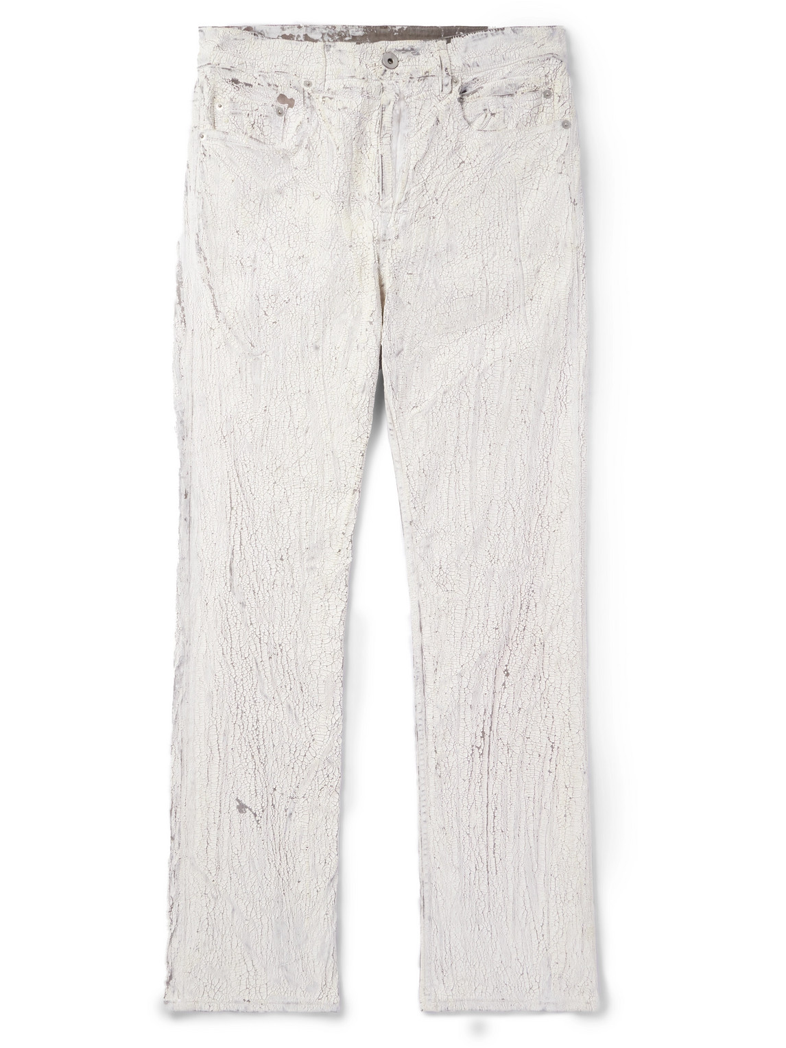 Rick Owens Megacrust Slim-fit Coated Jeans In White