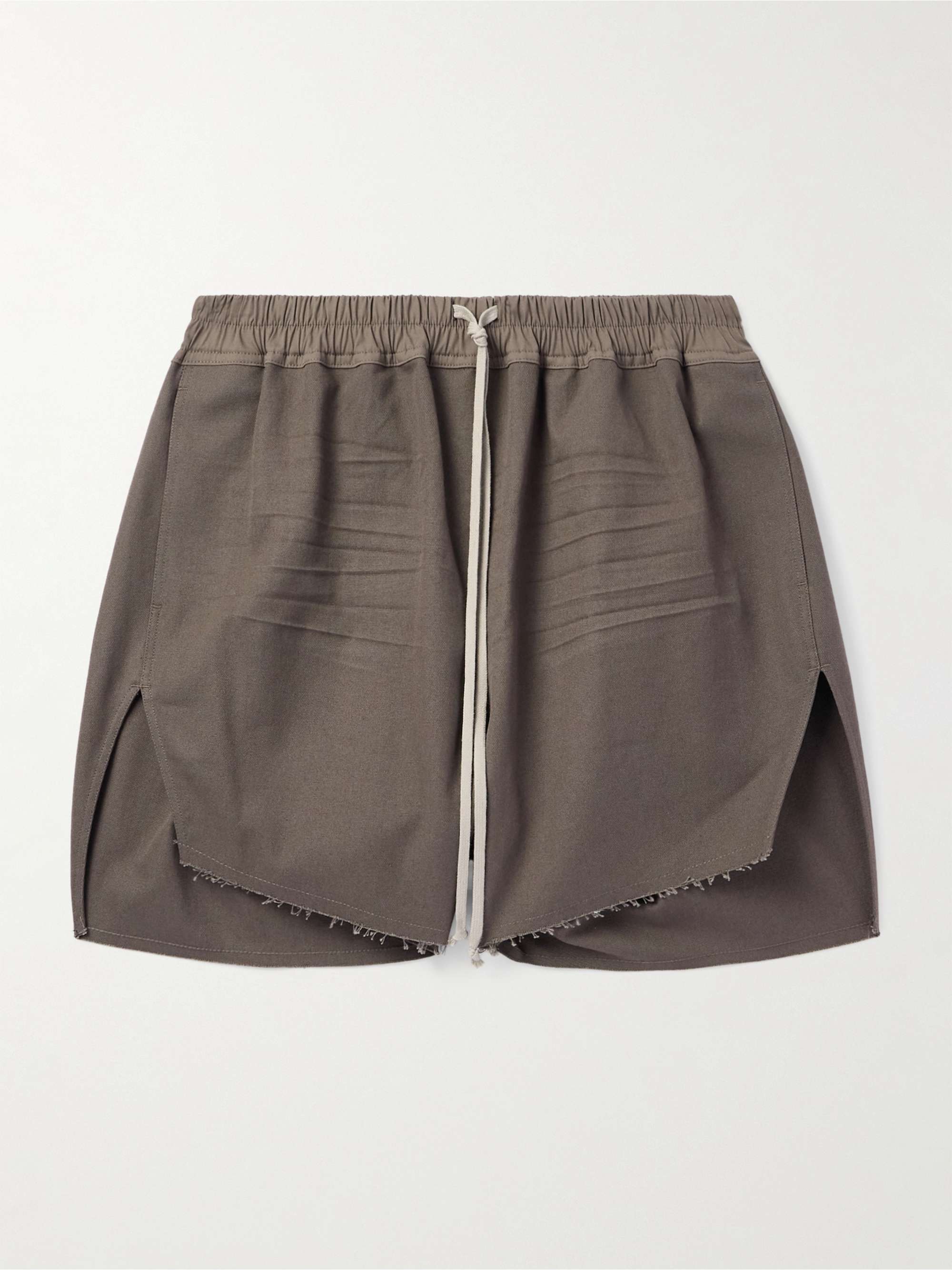RICK OWENS Straight-Leg Frayed Cotton-Canvas Drawstring