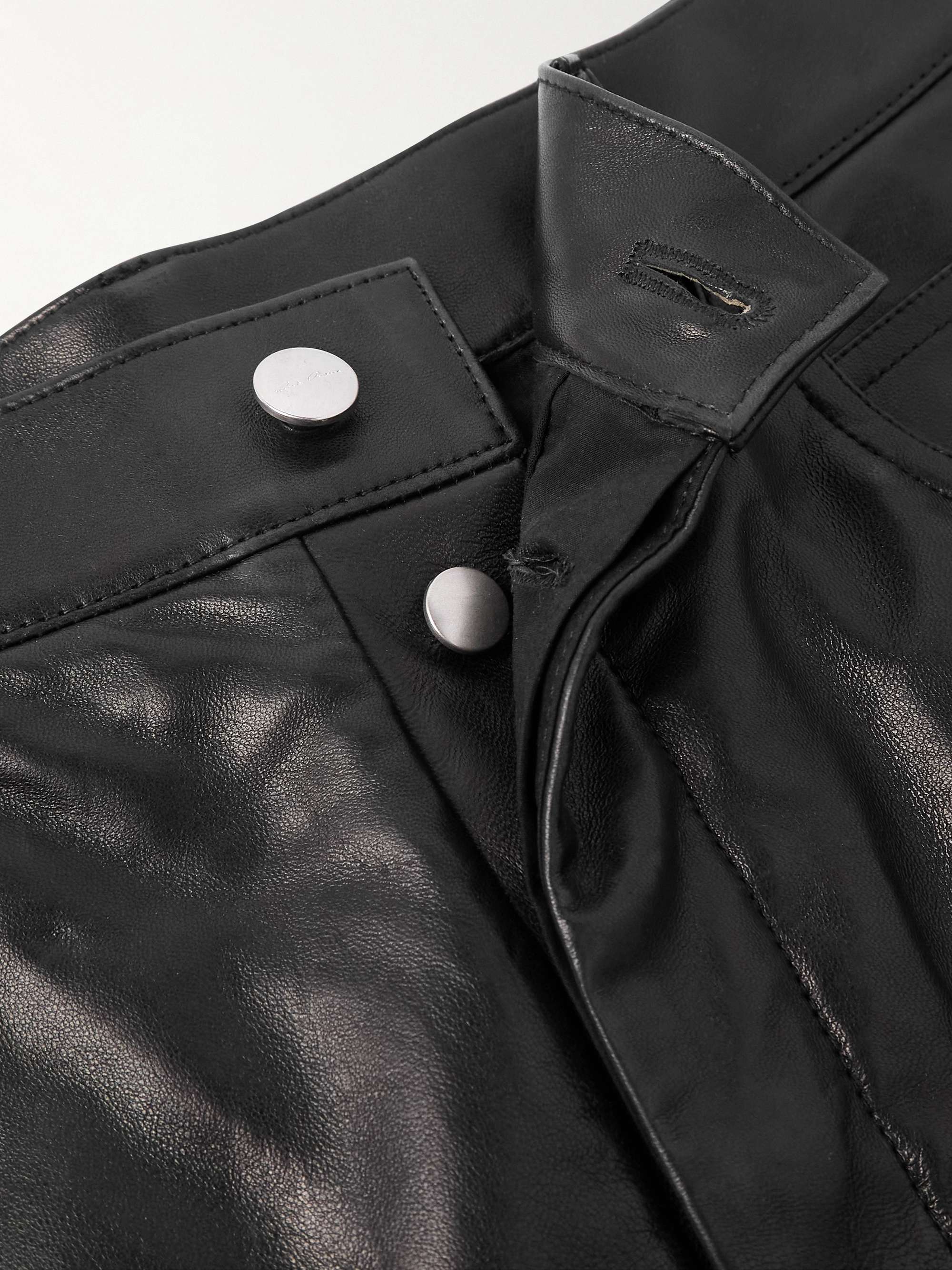 RICK OWENS Bolan Banana Flared Zip-Detailed Waxed-Leather RICK OWENS Bolan Banana Flared Zip-Detailed Waxed-Leather