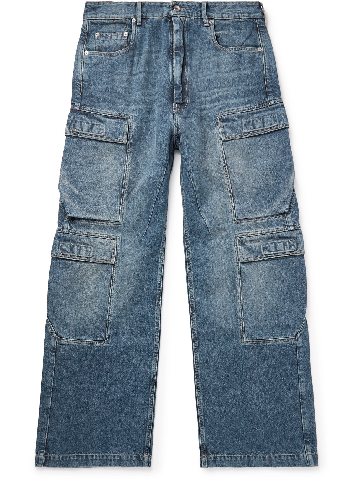 Rick Owens Drkshdw Wide-leg Cargo Jeans In Blue