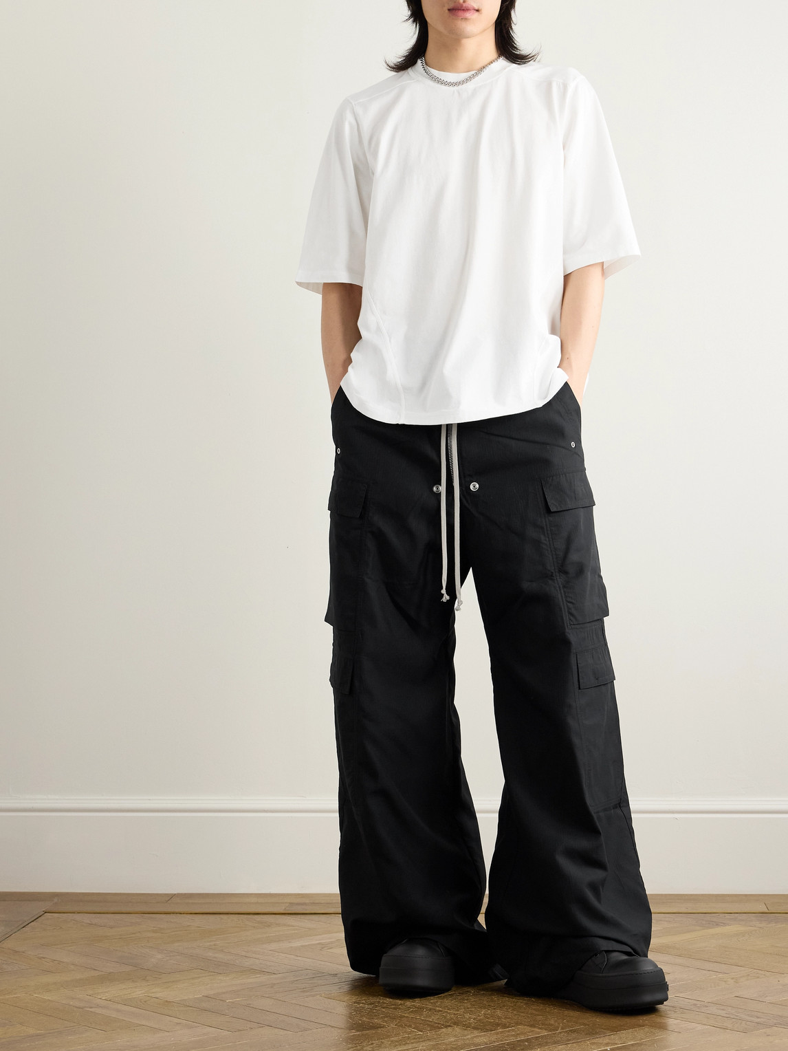 Shop Rick Owens Drkshdw Walrus Garment-dyed Cotton-jersey T-shirt In White