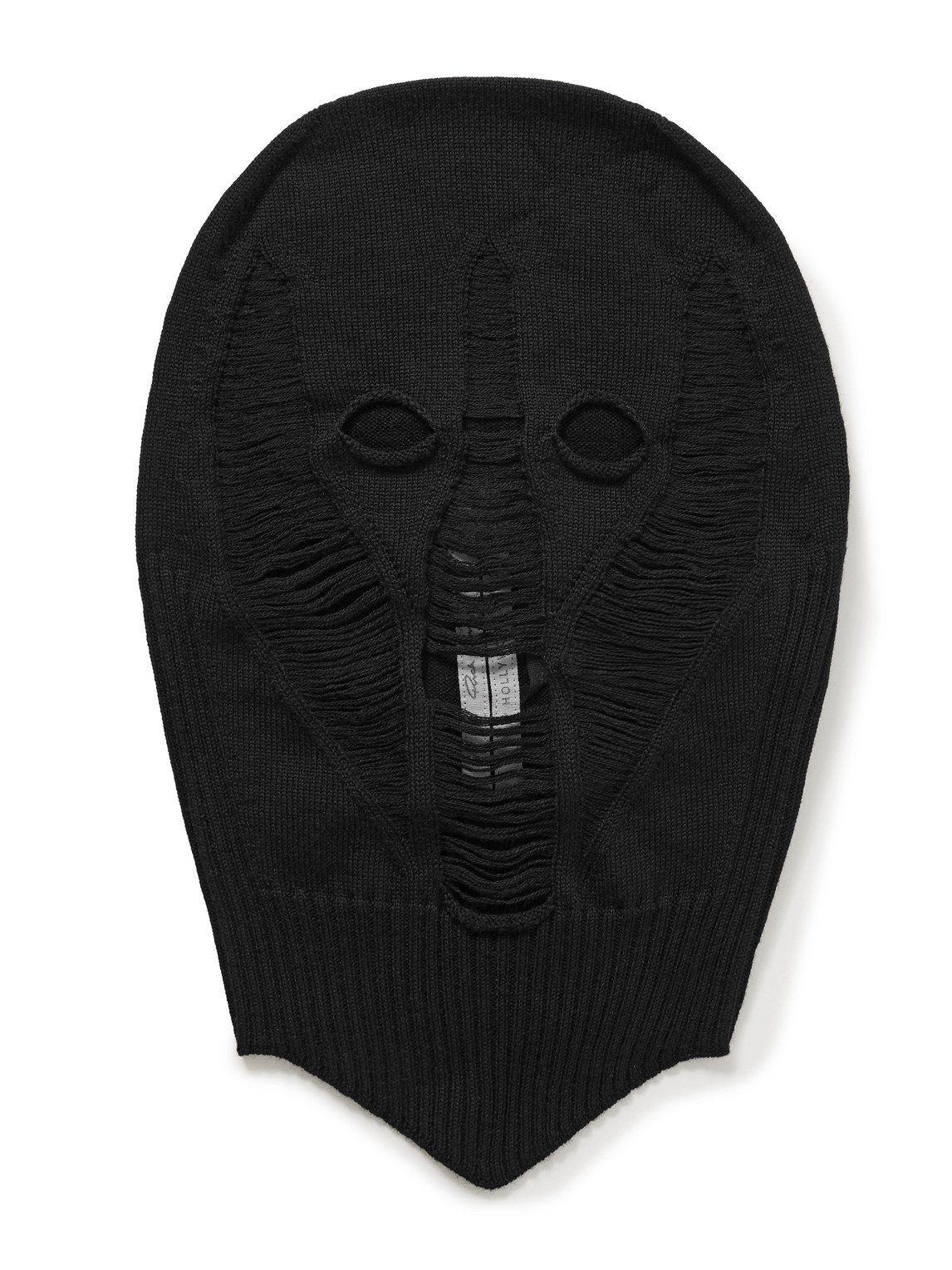 Rick Owens Distressed Wool Balaclava In Black