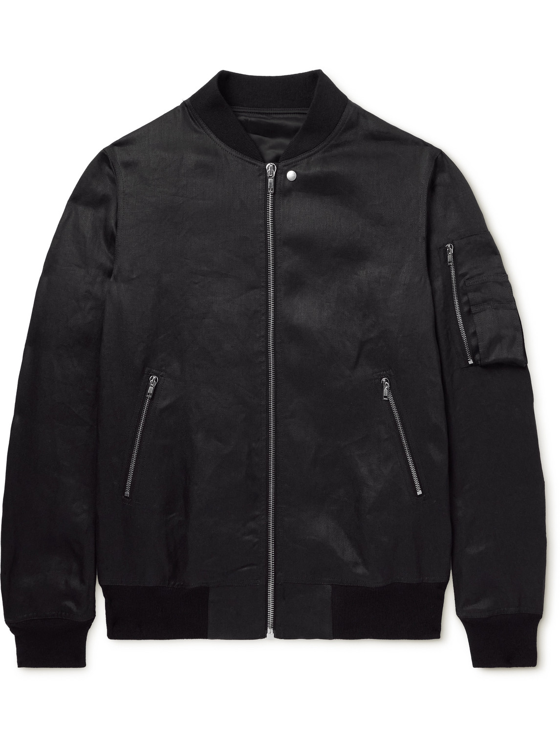 Rick Owens Classic Flight Webbing-trimmed Cotton-twill Bomber Jacket In Black