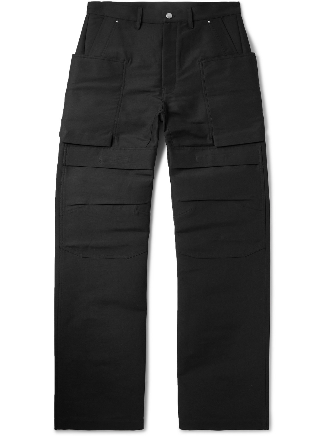Rick Owens Stefan Wide-leg Brushed Canvas Cargo Trousers In Black