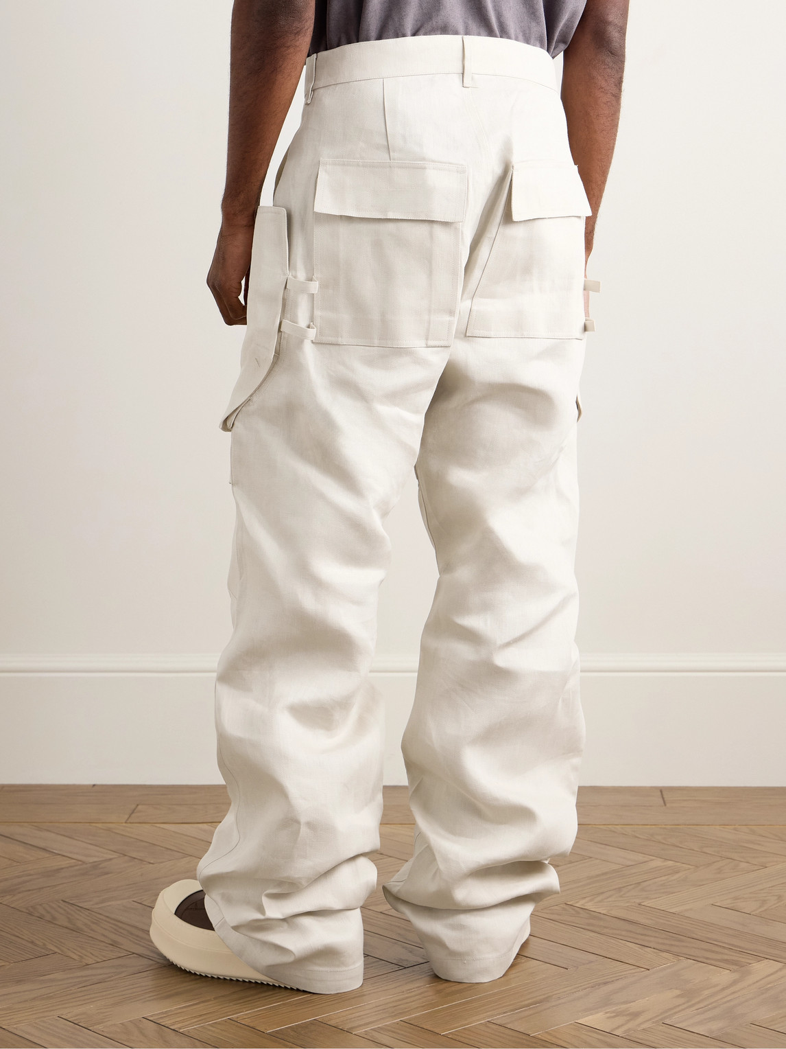 Rick Owens Stefan Wide-leg Linen Cargo Trousers In Neutrals