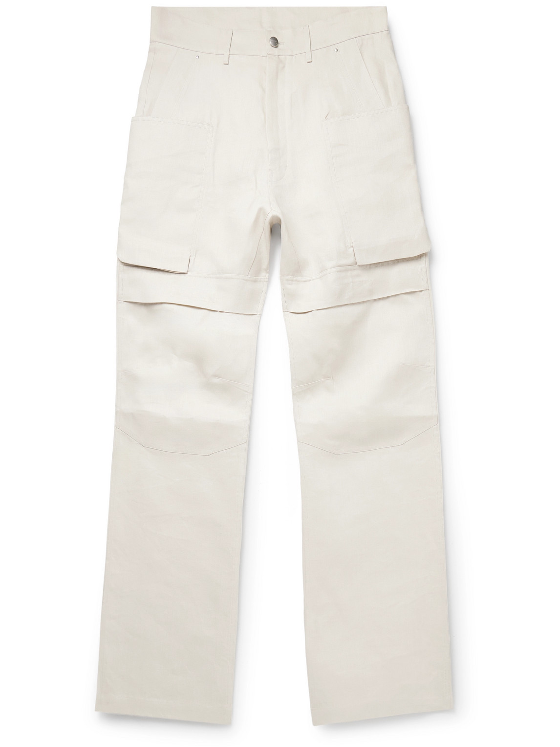 Rick Owens Stefan Wide-leg Linen Cargo Trousers In Neutrals
