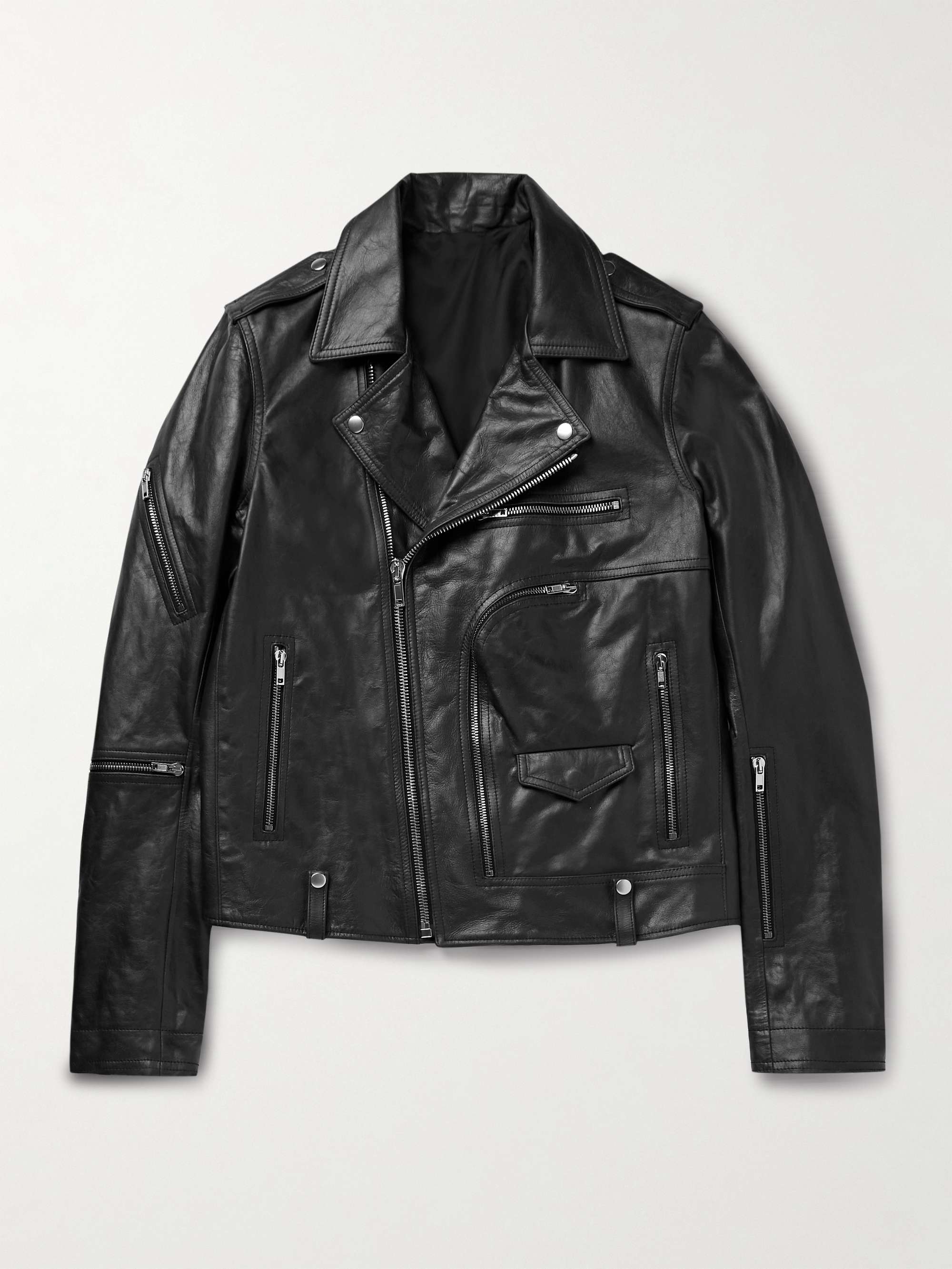 RICK OWENS Stooges Slim-Fit Leather Biker Jacket for Men RICK OWENS Stooges Slim-Fit Leather Biker Jacket for Men