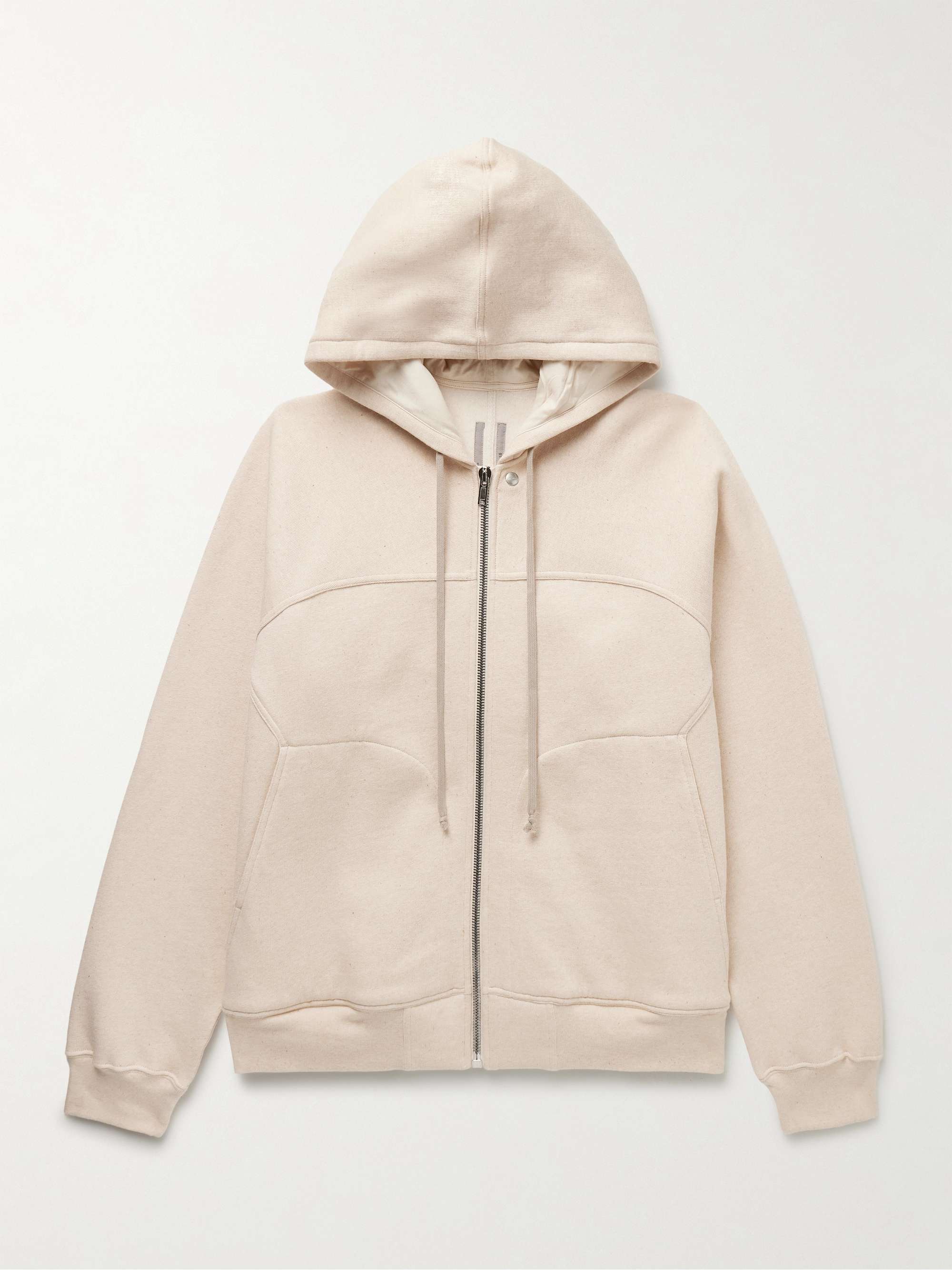 RICK OWENS Panelled Cotton-Jersey Zip-Up Hoodie for Men | MR RICK OWENS Panelled Cotton-Jersey Zip-Up Hoodie for Men | MR