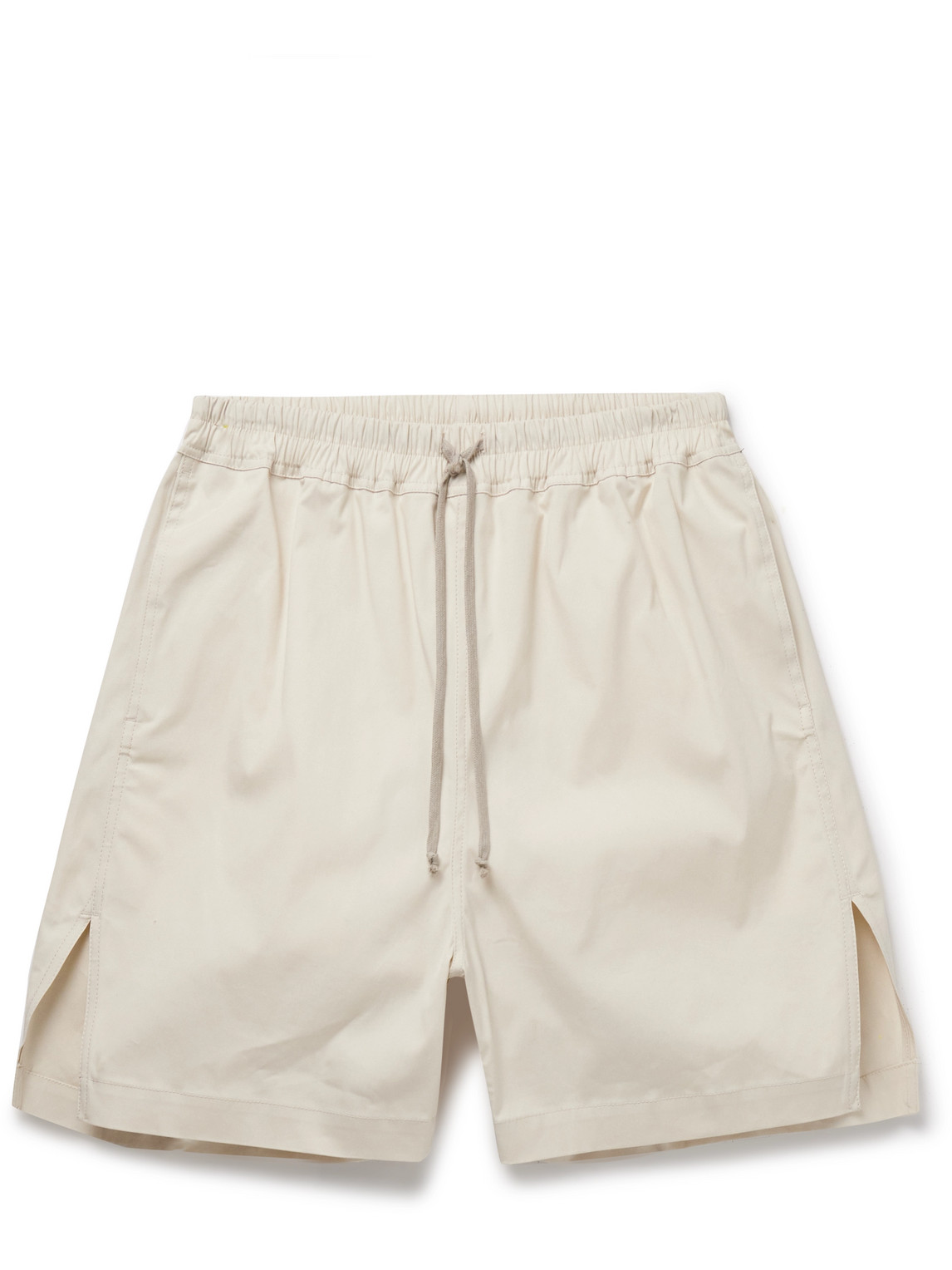 Rick Owens Wide-leg Cotton-blend Poplin Drawstring Shorts In Neutrals