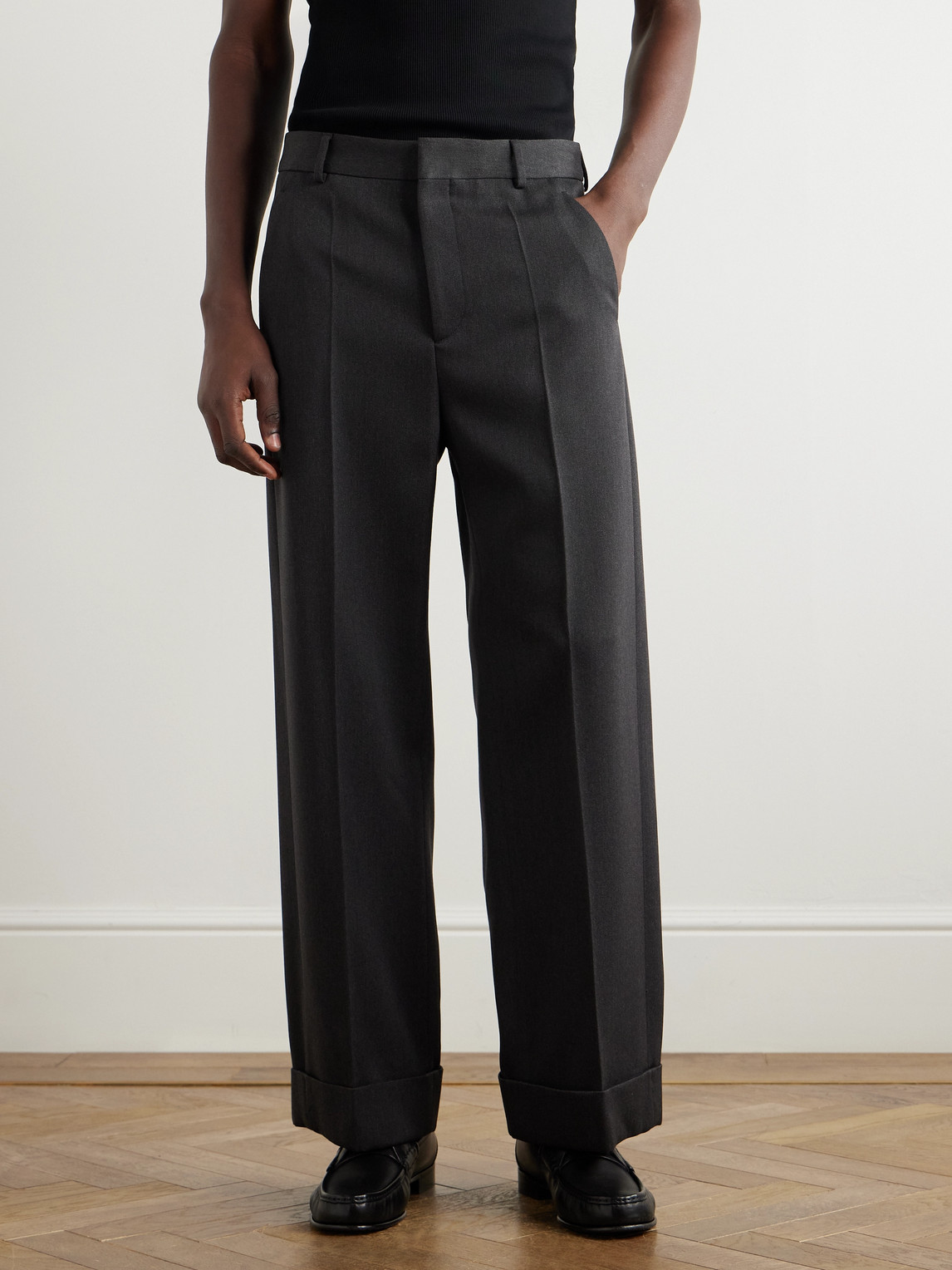 Valentino Garavani Charcoal Wool Pant In Black