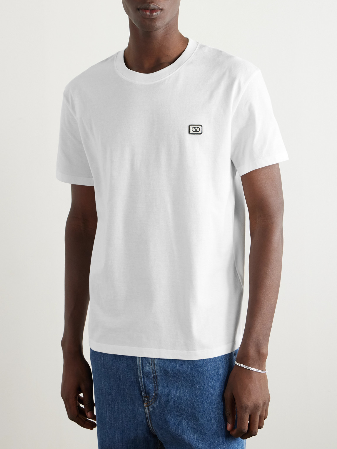 Valentino Vlogo Patch T-shirt With In White