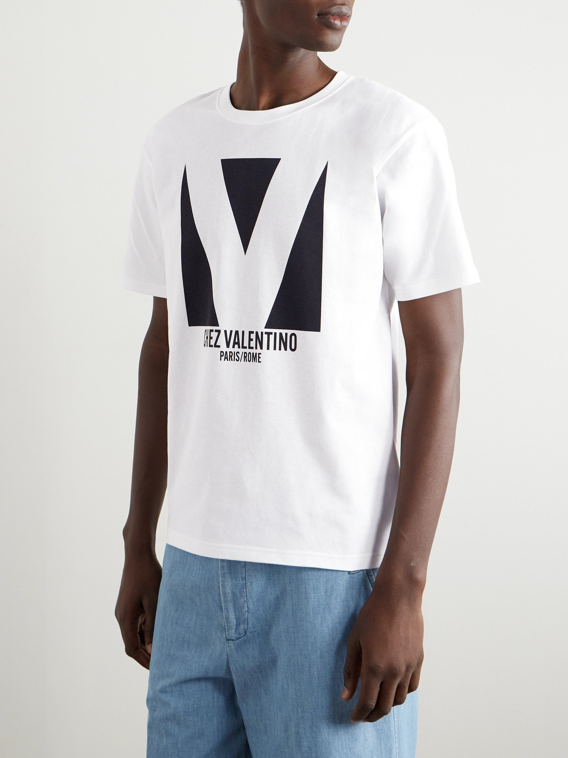Shop Valentino Logo-print Cotton-jersey T-shirt In White