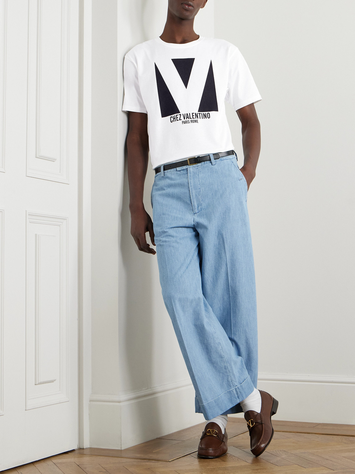 Shop Valentino Logo-print Cotton-jersey T-shirt In White