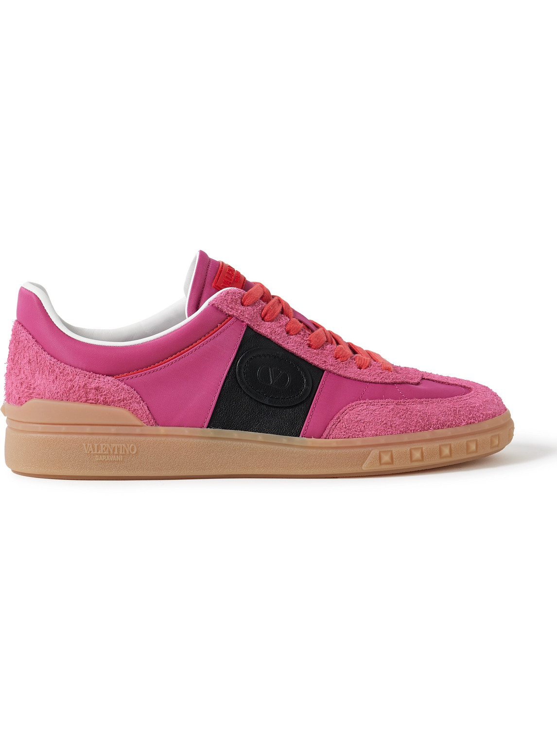 Valentino Garavani Upvillage Rubber-trimmed Nylon, Suede And Leather Trainers In Pink