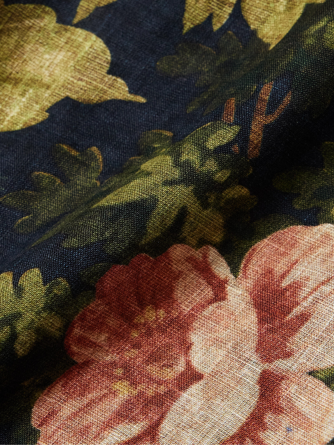 Shop Valentino Camp-collar Tasselled Floral-print Linen Shirt In Green