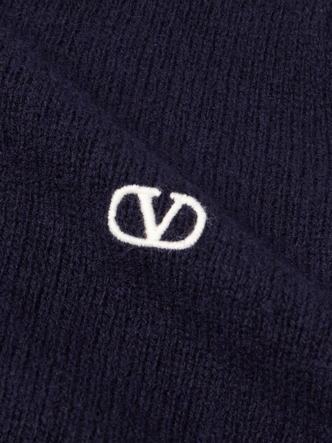Shop Valentino Logo-embroidered Wool Sweater In Blue