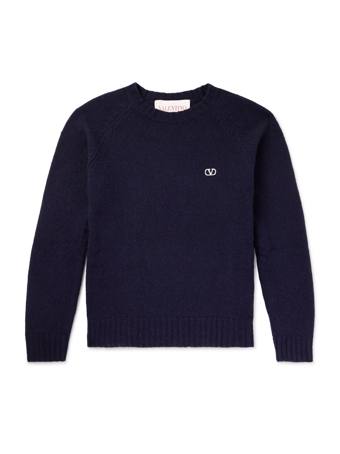 Valentino Logo-embroidered Wool Sweater In Blue