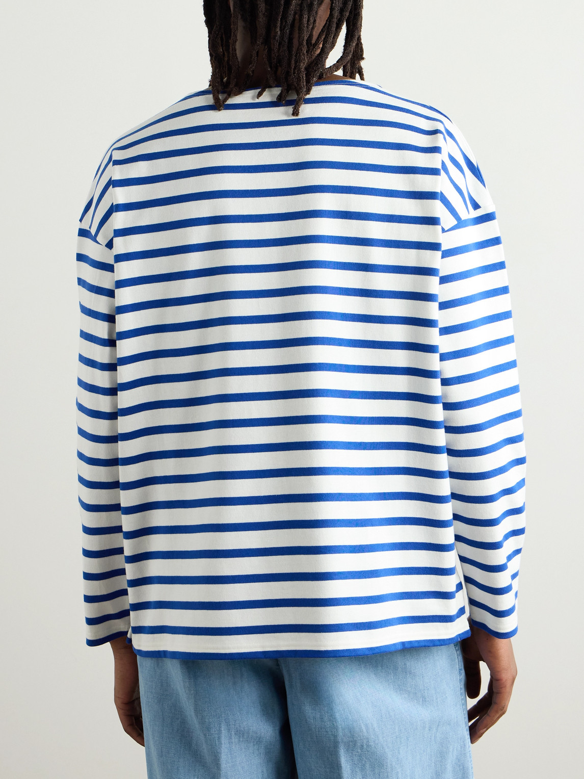 Valentino Chez Logo Long-sleeved Stripe T-shirt In Blue