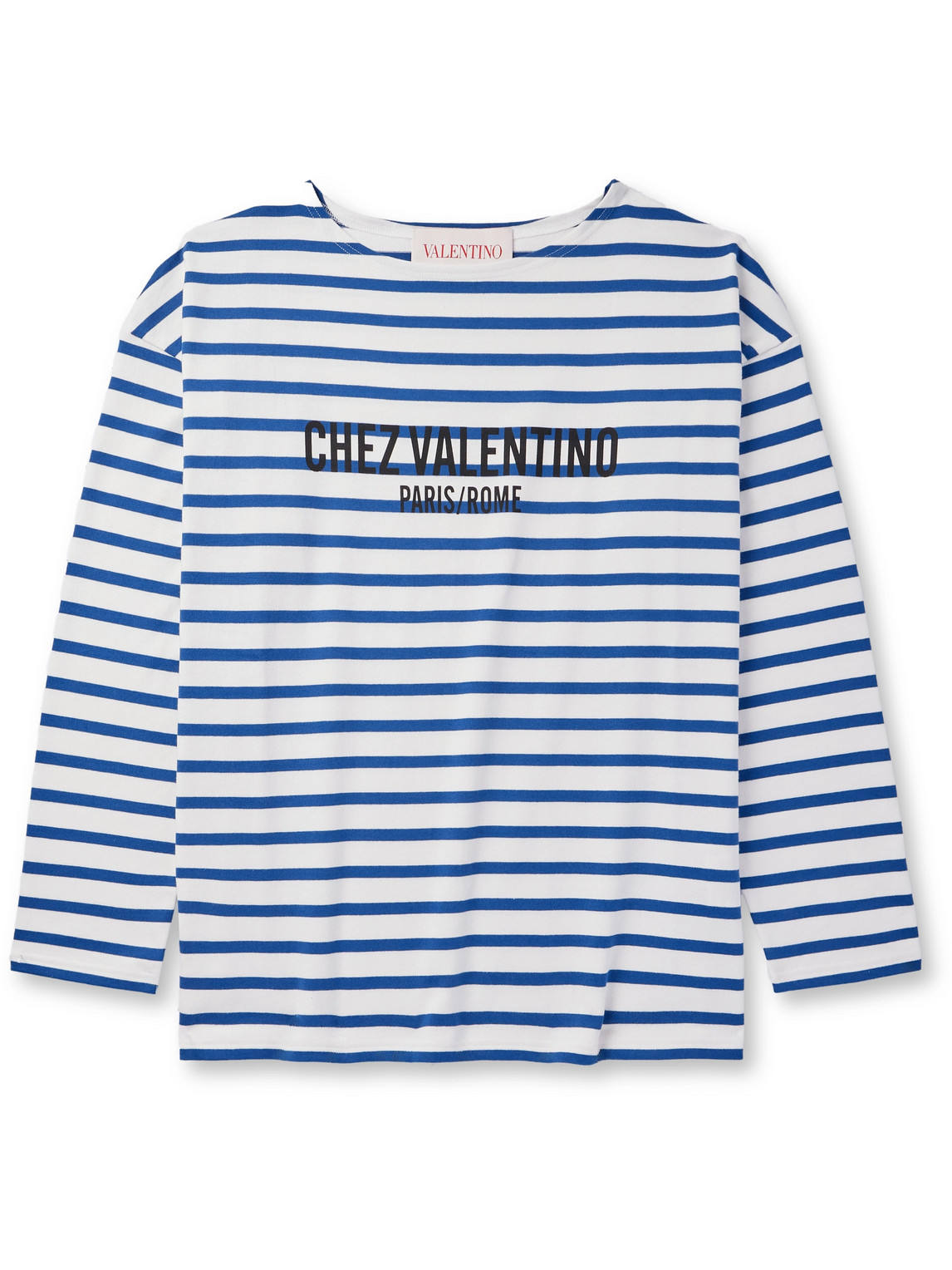 Valentino Chez Logo Long-sleeved Stripe T-shirt In Blue