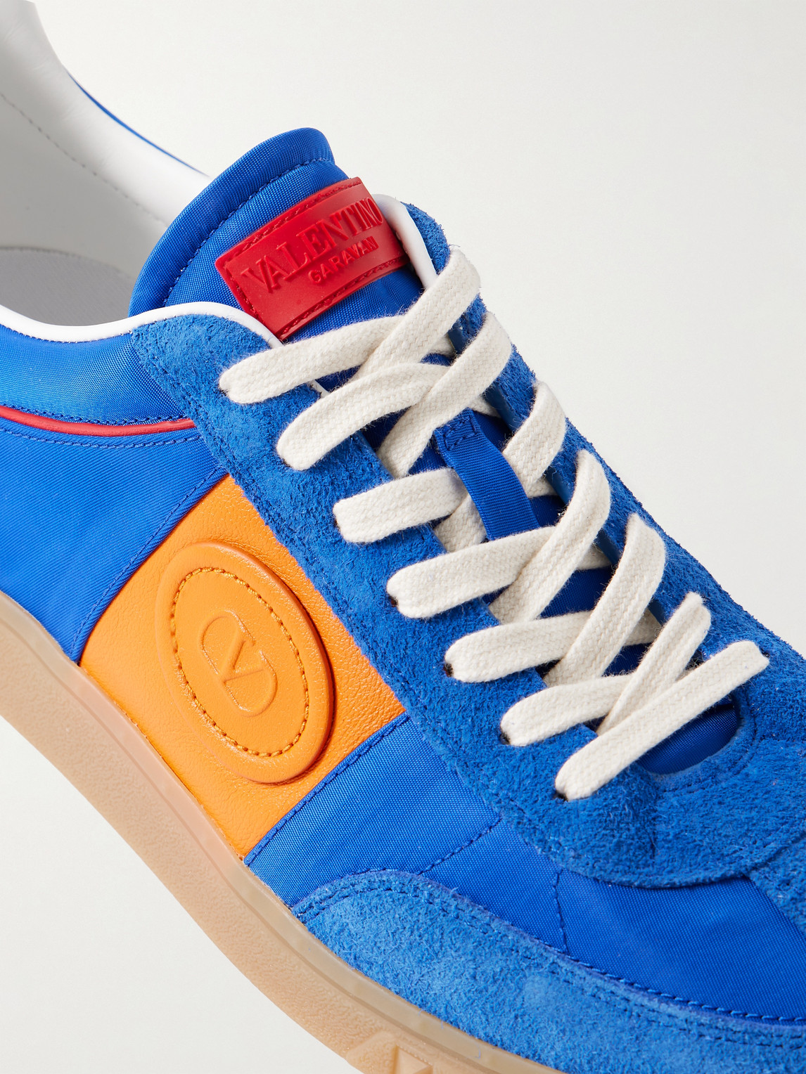 Valentino Multicolor Split Leather And Leather Upvillage Sneakers In Blue