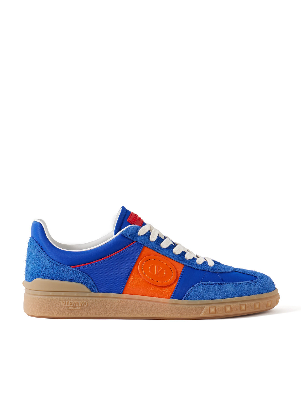 Valentino Multicolor Split Leather And Leather Upvillage Sneakers In Blue