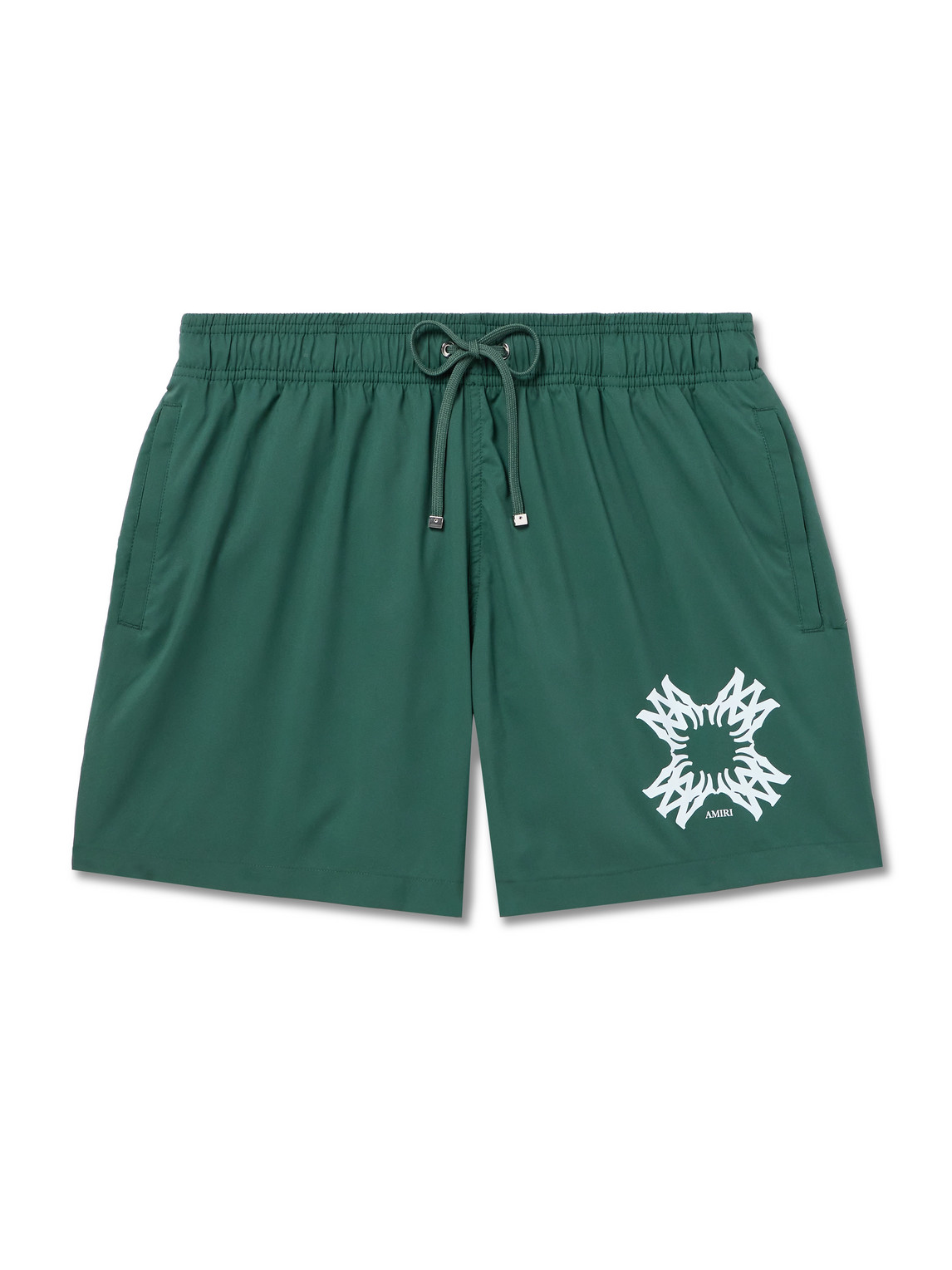 Amiri Straight-leg Mid-length Logo-print Swim Shorts In Green