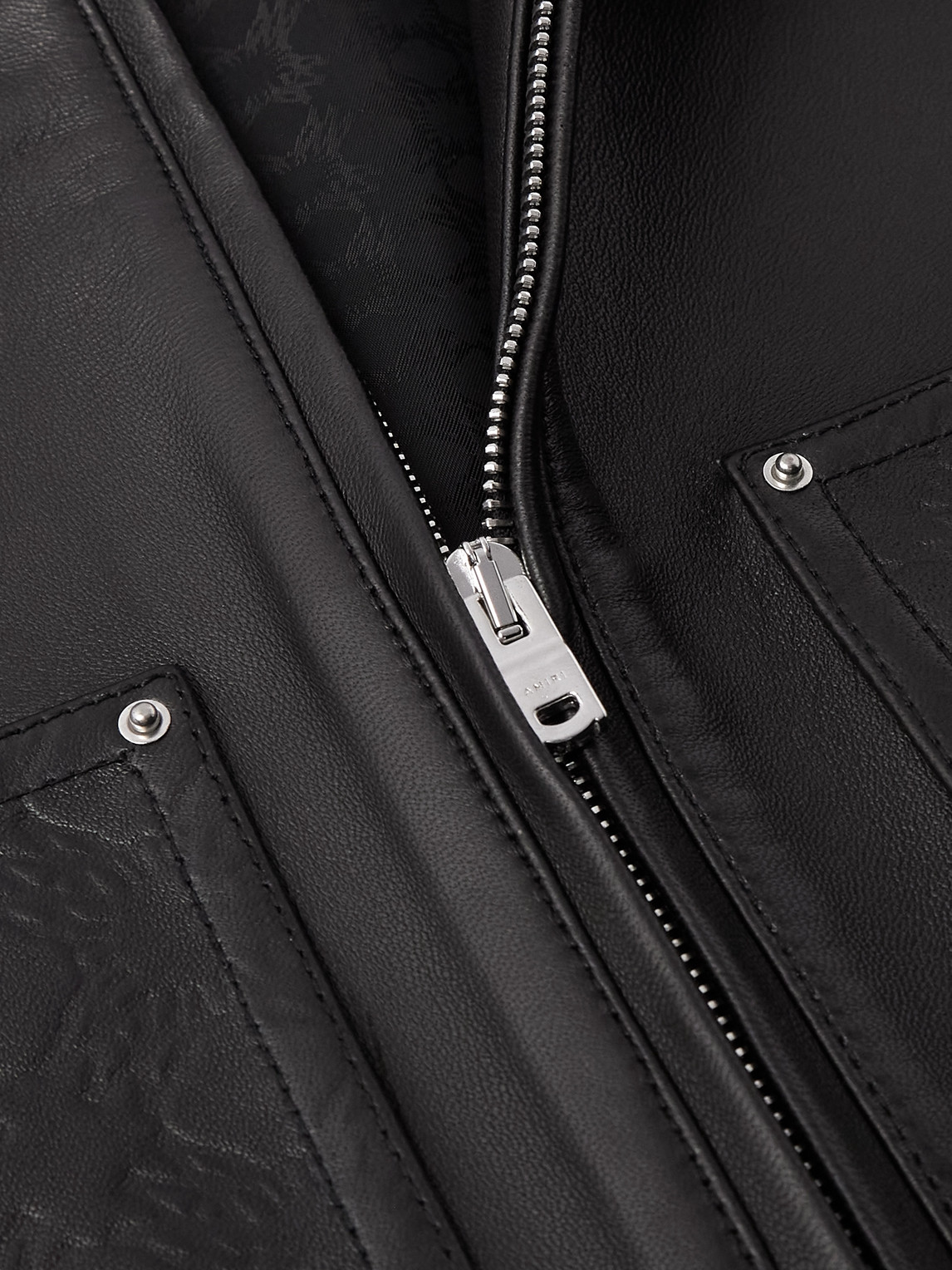  Amiri - Logo-debossed Leather Jacket - Men - Black - It 50 