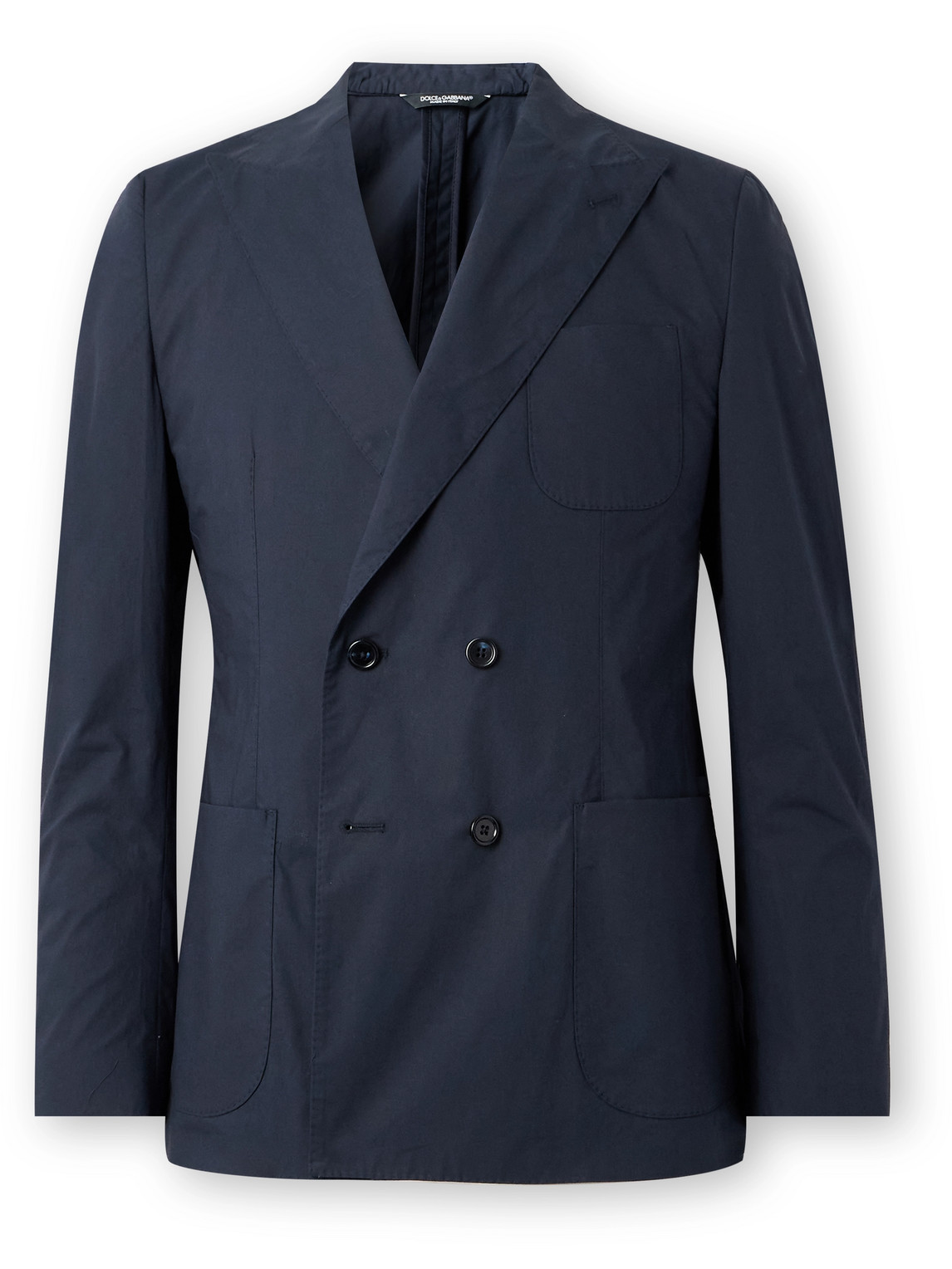 Dolce & Gabbana Taormina Double-breasted Cotton-poplin Blazer In Blue