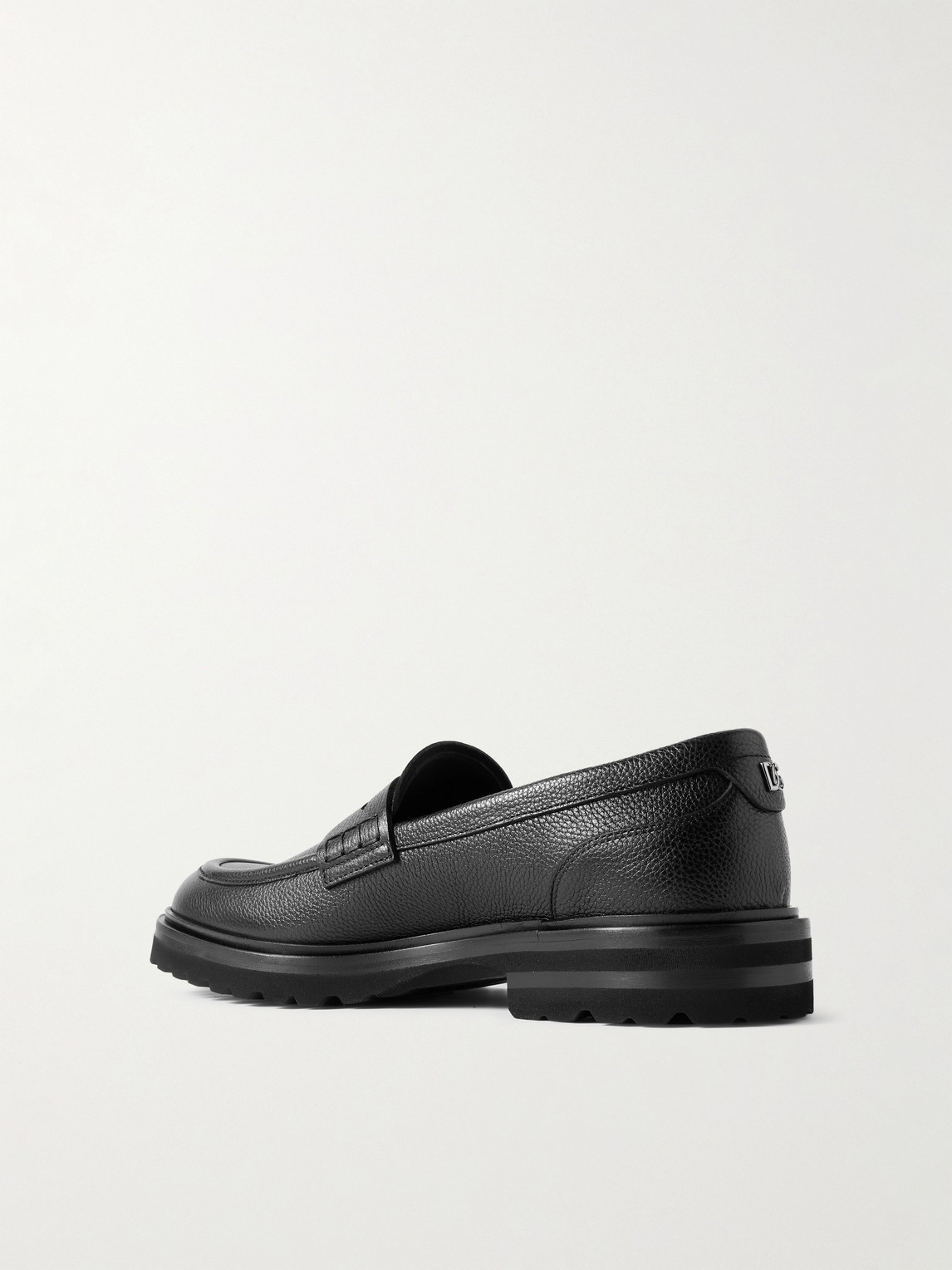 Dolce & Gabbana Leather Penny Loafers In Black
