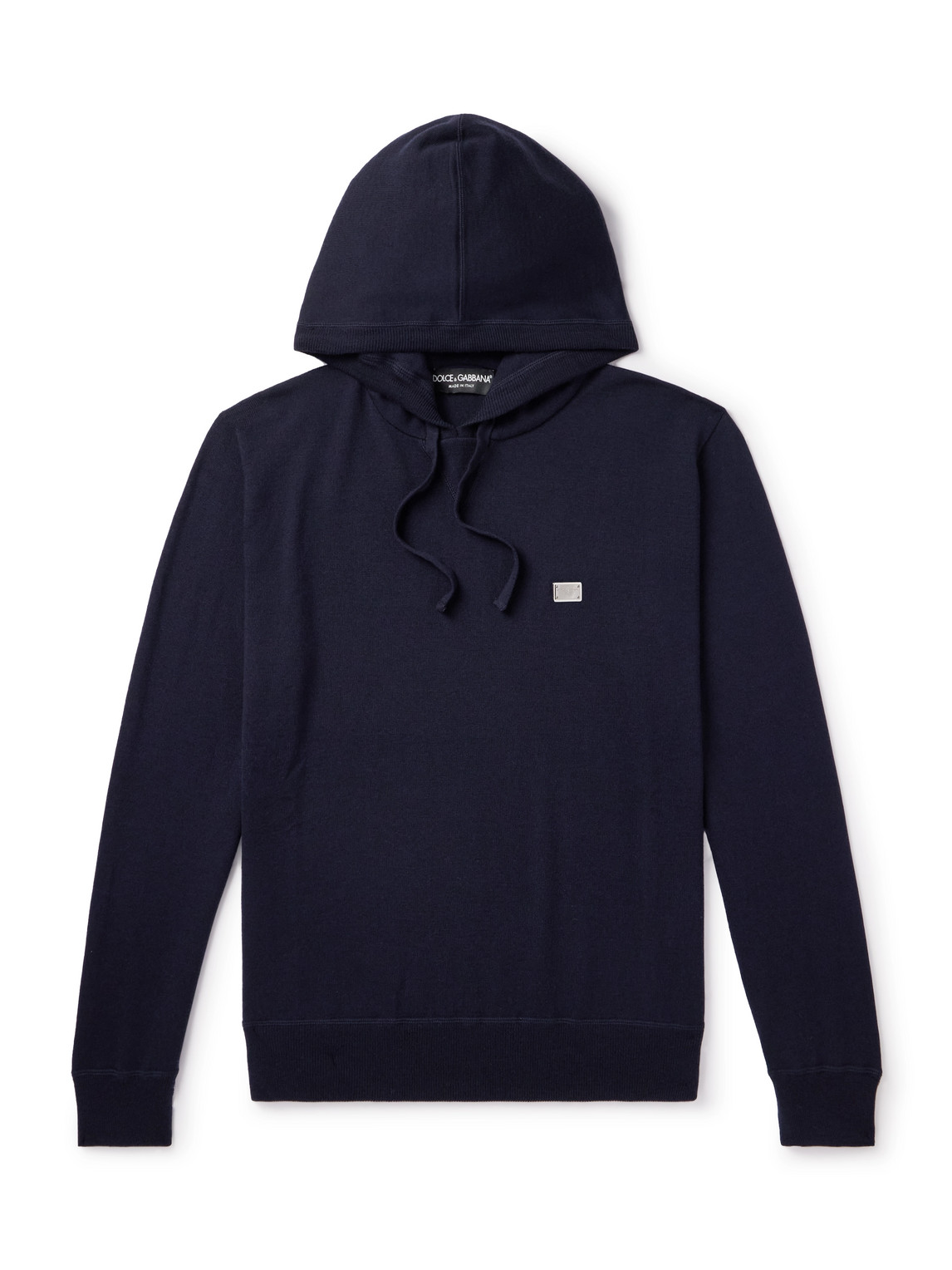 Dolce & Gabbana Logo-appliquéd Wool Hoodie In Blue