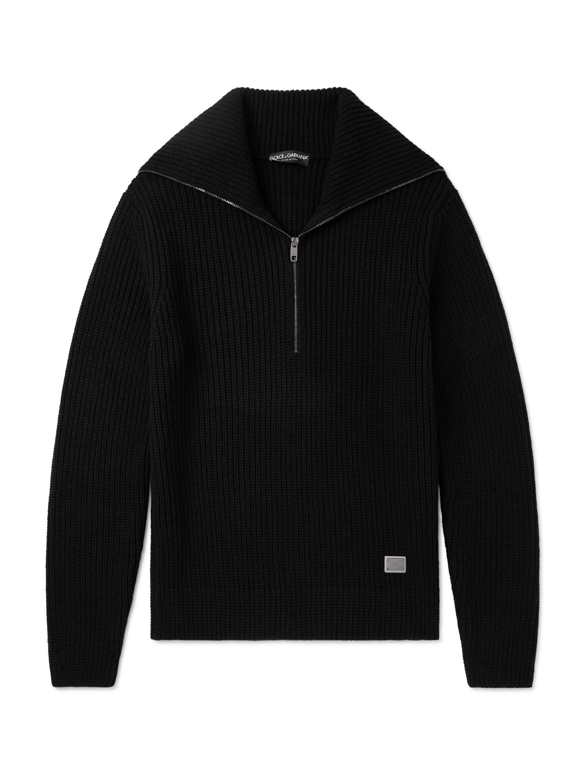 Dolce & Gabbana Wool Sweater With Wide Collar In Black