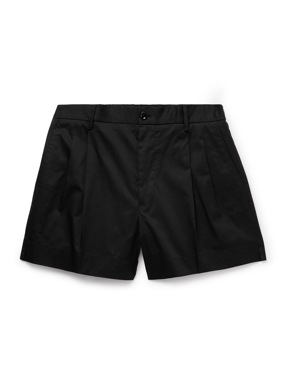 Dolce & Gabbana Slim-fit Pleated Cotton-blend Twill Shorts In Black