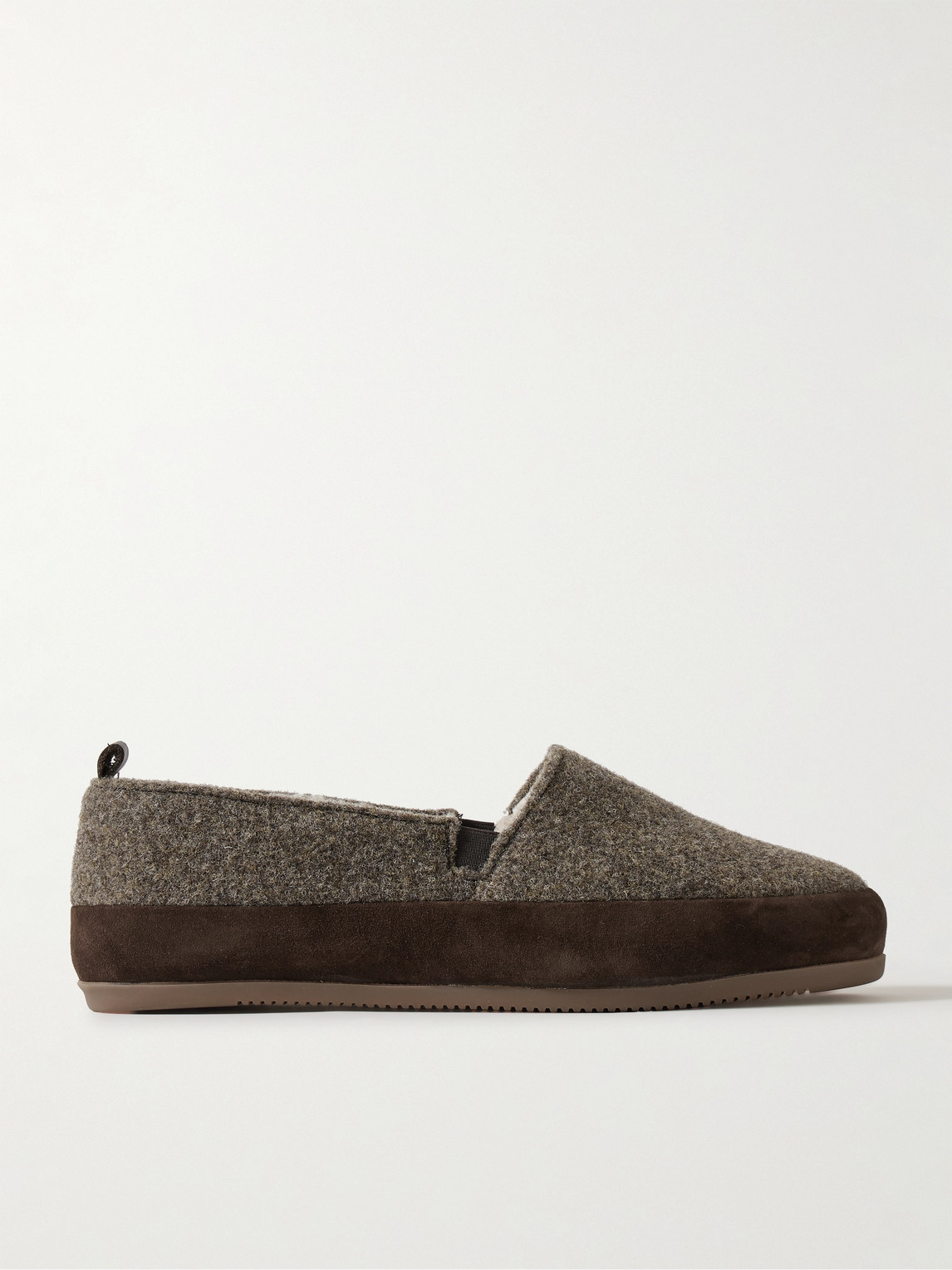 Mulo Shearling-lined Suede-trimmed Wool Loafers In Brown